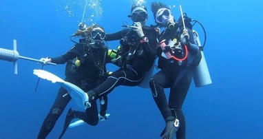 The BRUV team, me elsa and qinthan completing our BRUV retrieval 