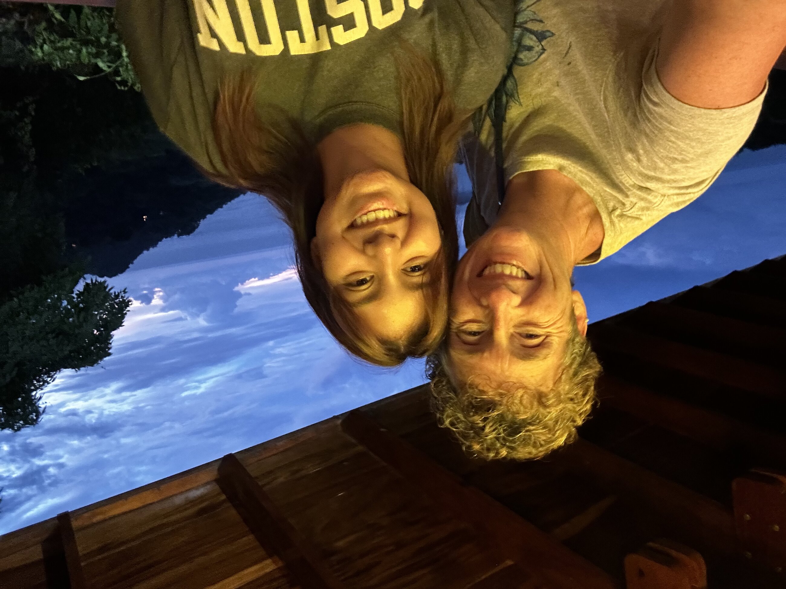 My daughter and me. Sunset on the Pacific