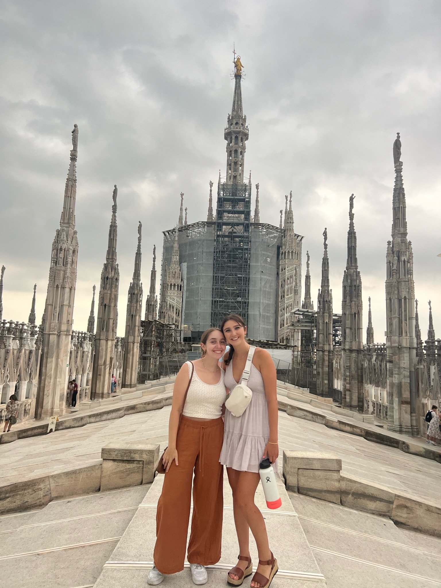 Me and my rommate on top of the Duomo in Milan!