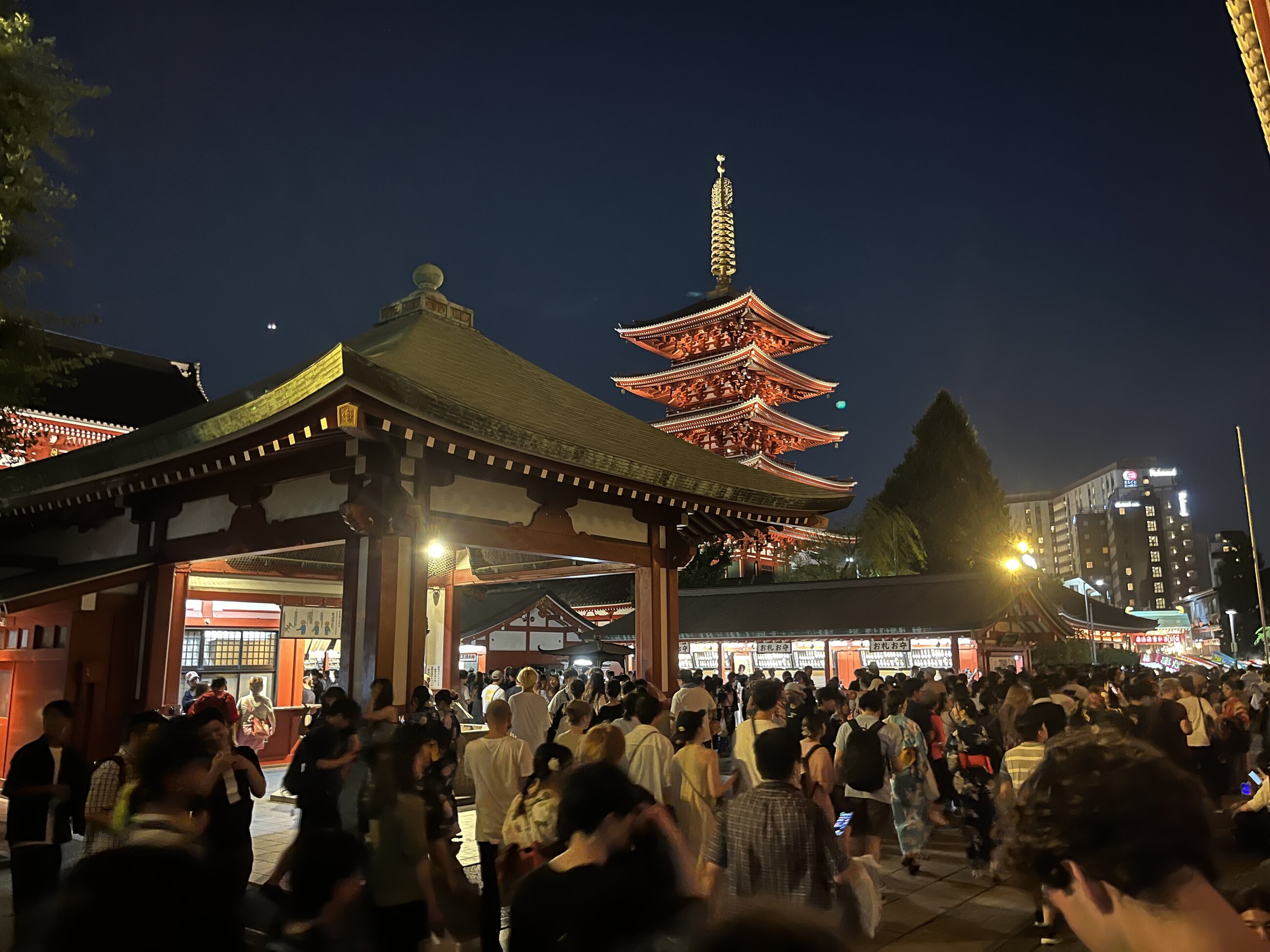 Crowded streets of Sensoji after a fireworks show