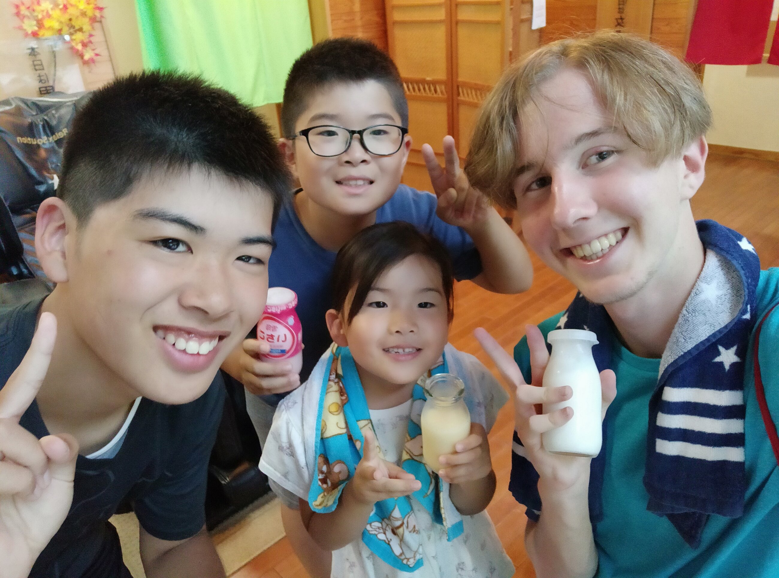 Enjoying milk after the onsen