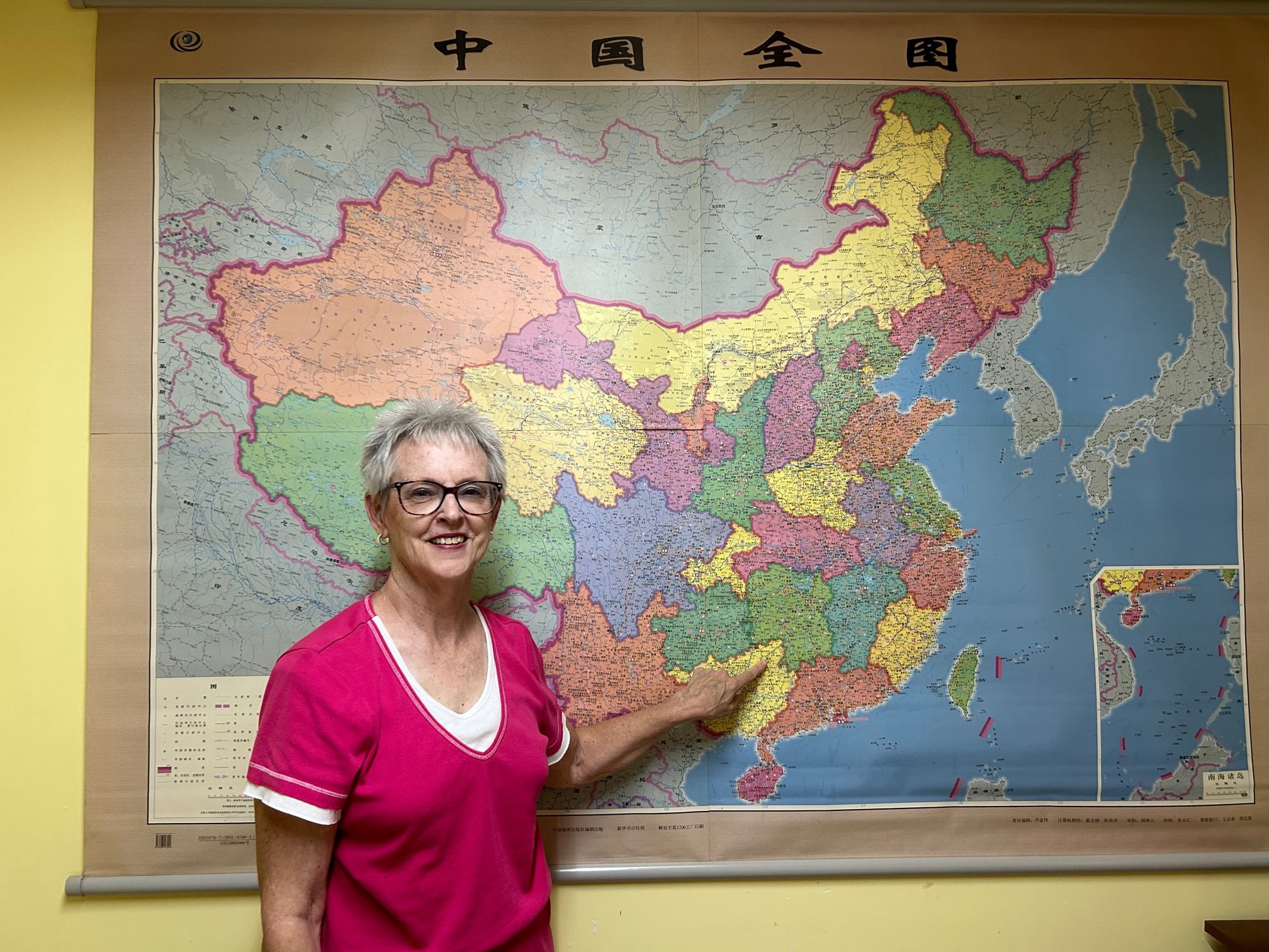 A CLI classroom - I'm showing where Guilin is on the map