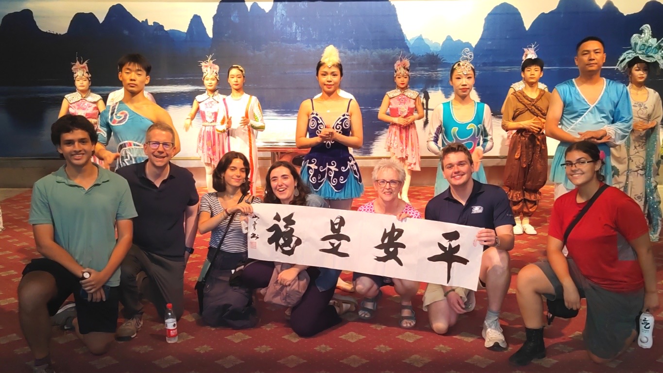 After an acrobatic performance in Guilin - CLI students with actors
