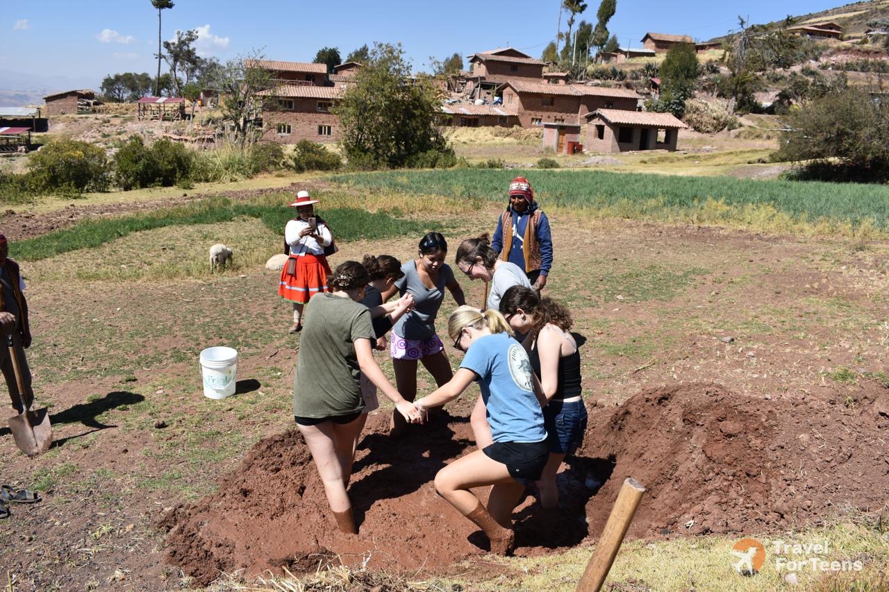 Making adobe for a local community in Misminay, Peru