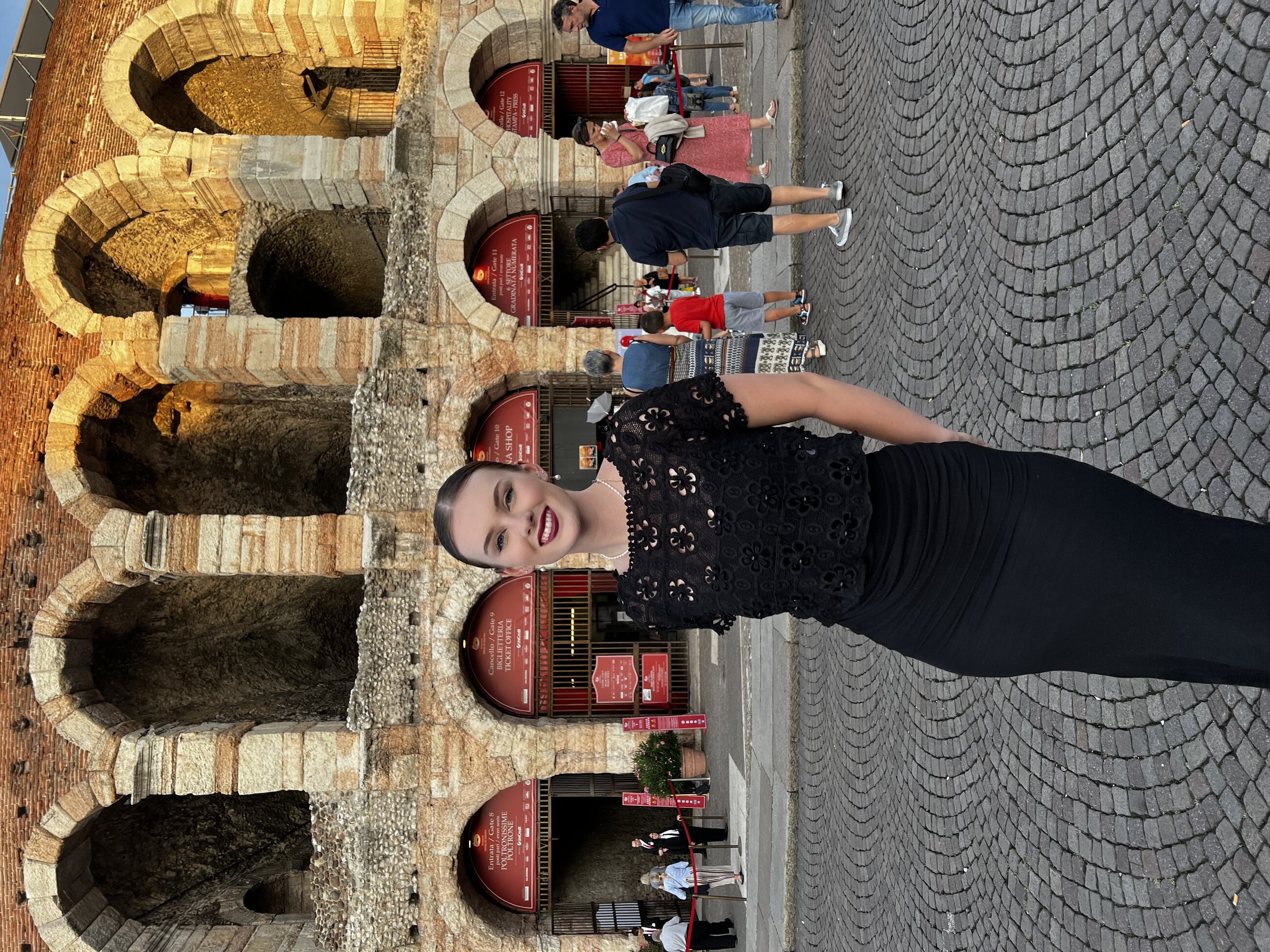 Dressed up for a night at the opera at Verona's ancient Roman arena