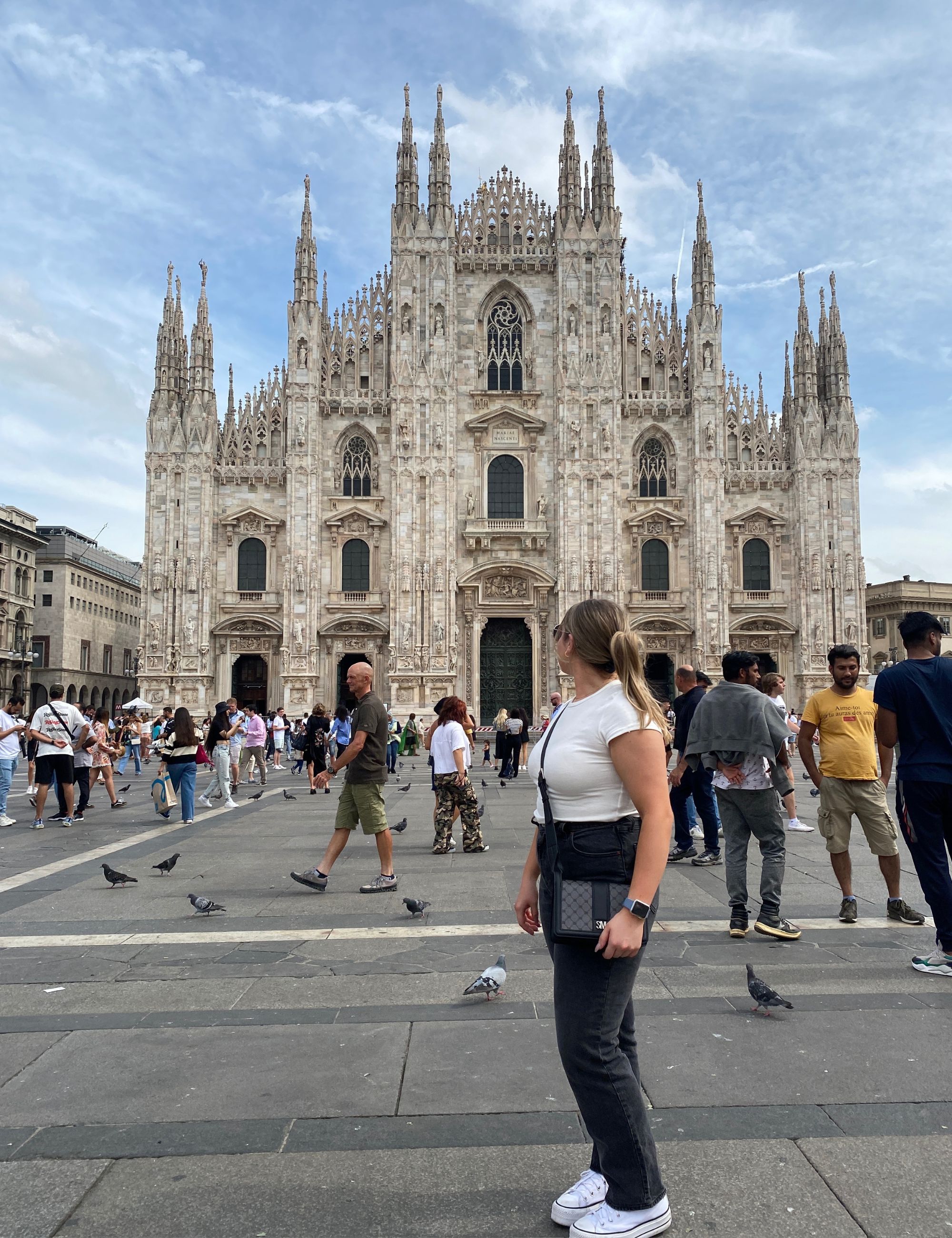 My first time at the Duomo di Milano, a central point for my experience abroad.