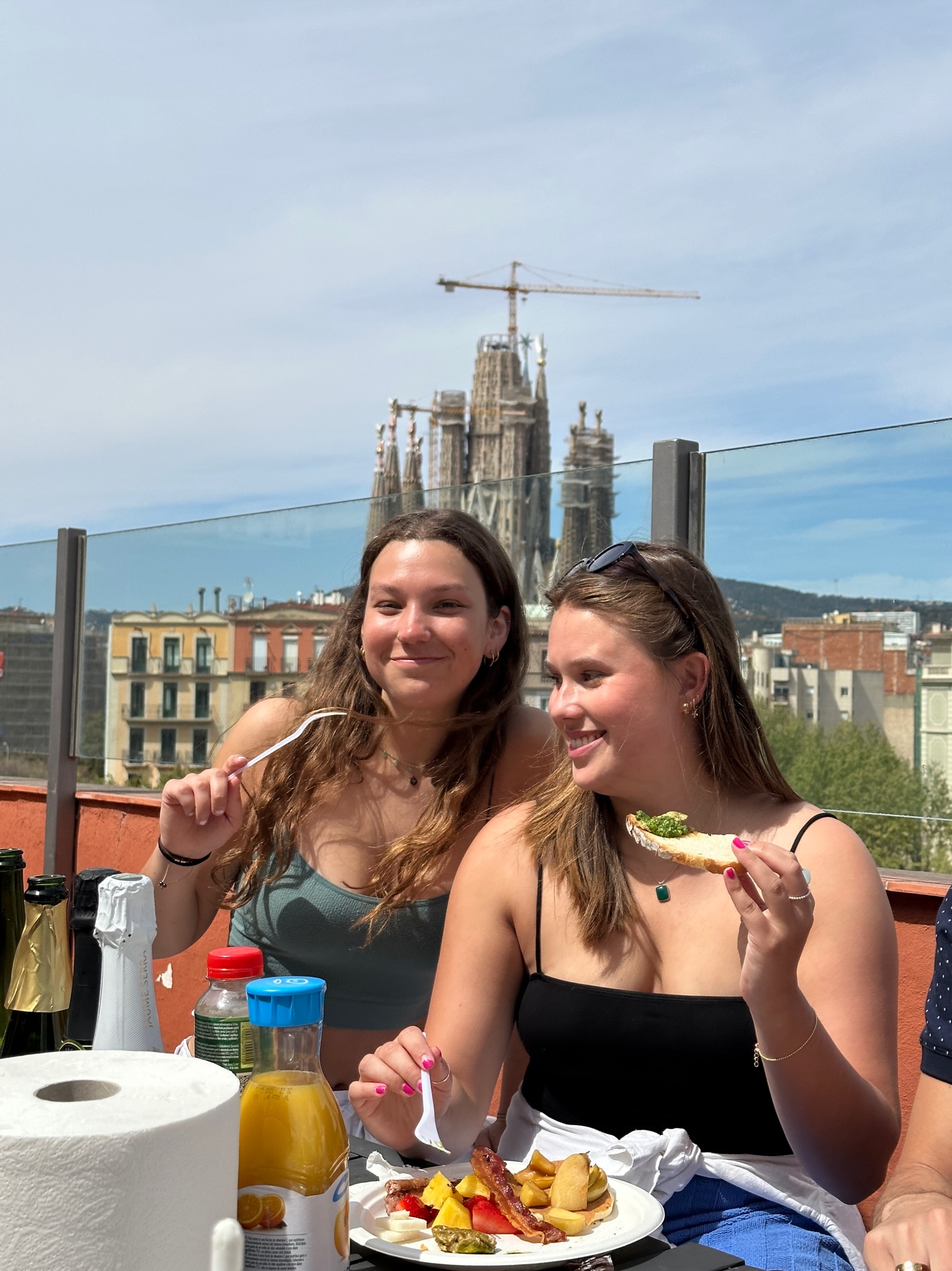 you too could be having easter brunch on rooftop with La Sagrada Familia behind you