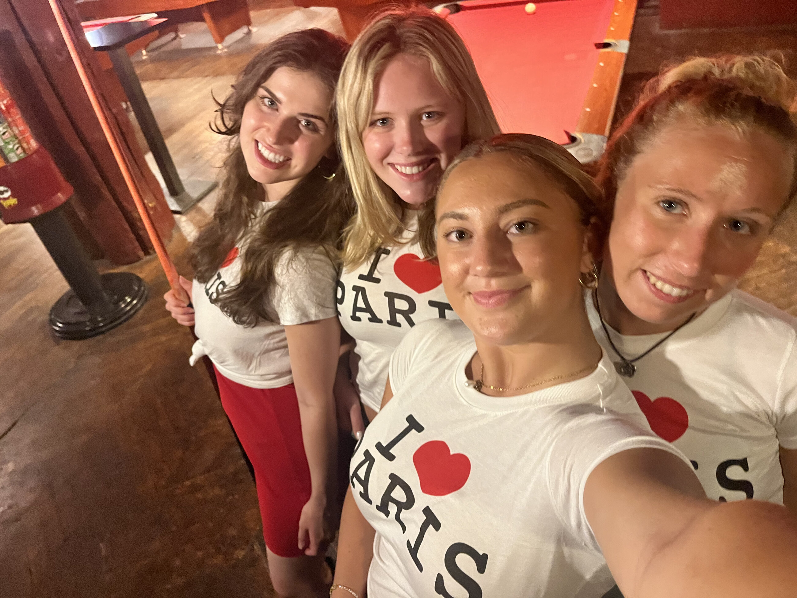 this was our last night in paris we all got these i <3 paris shirts and went out. these are the girls i got so close with during our program