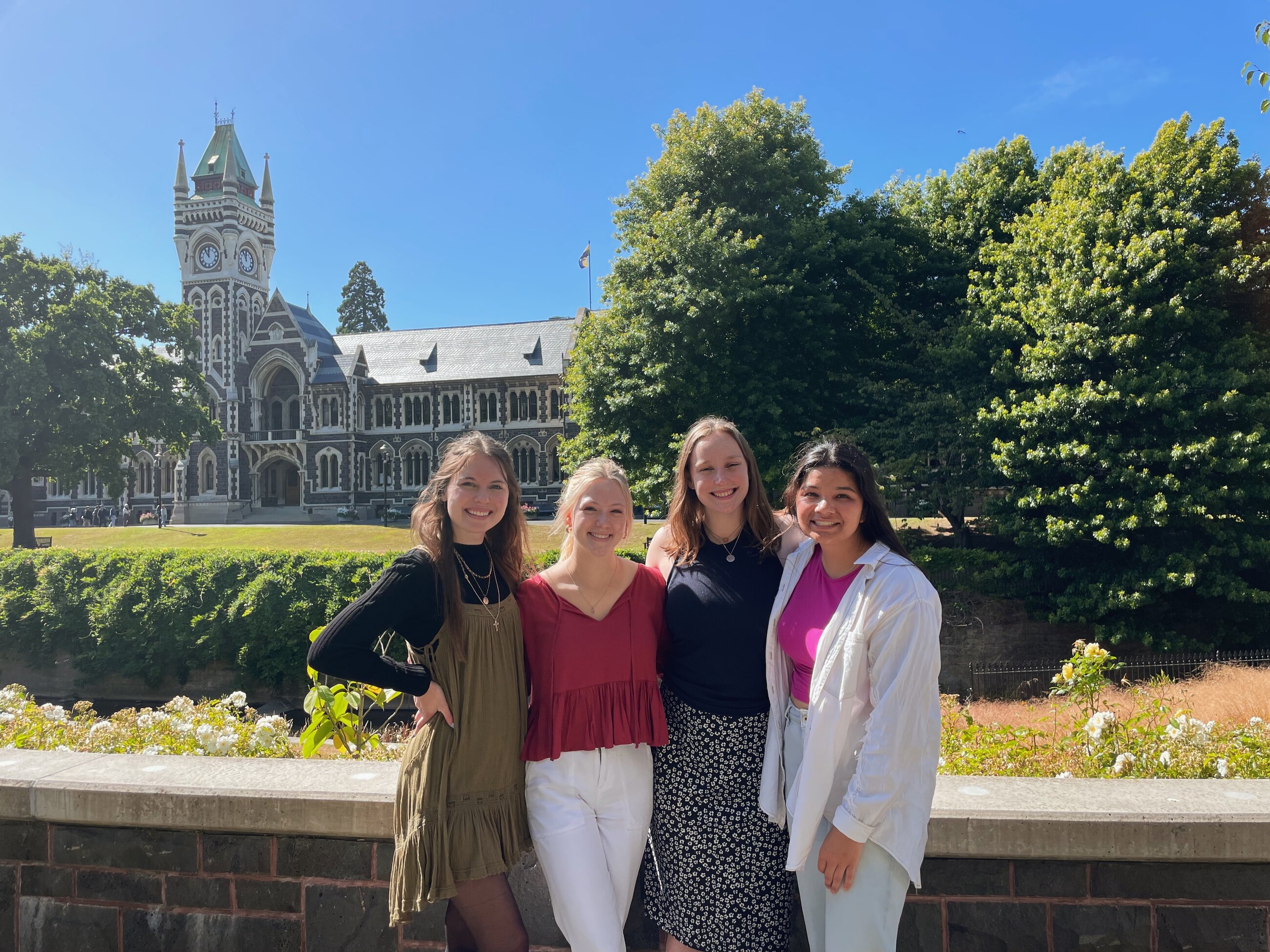 Posing in front of the Clocktower at the University of Otago