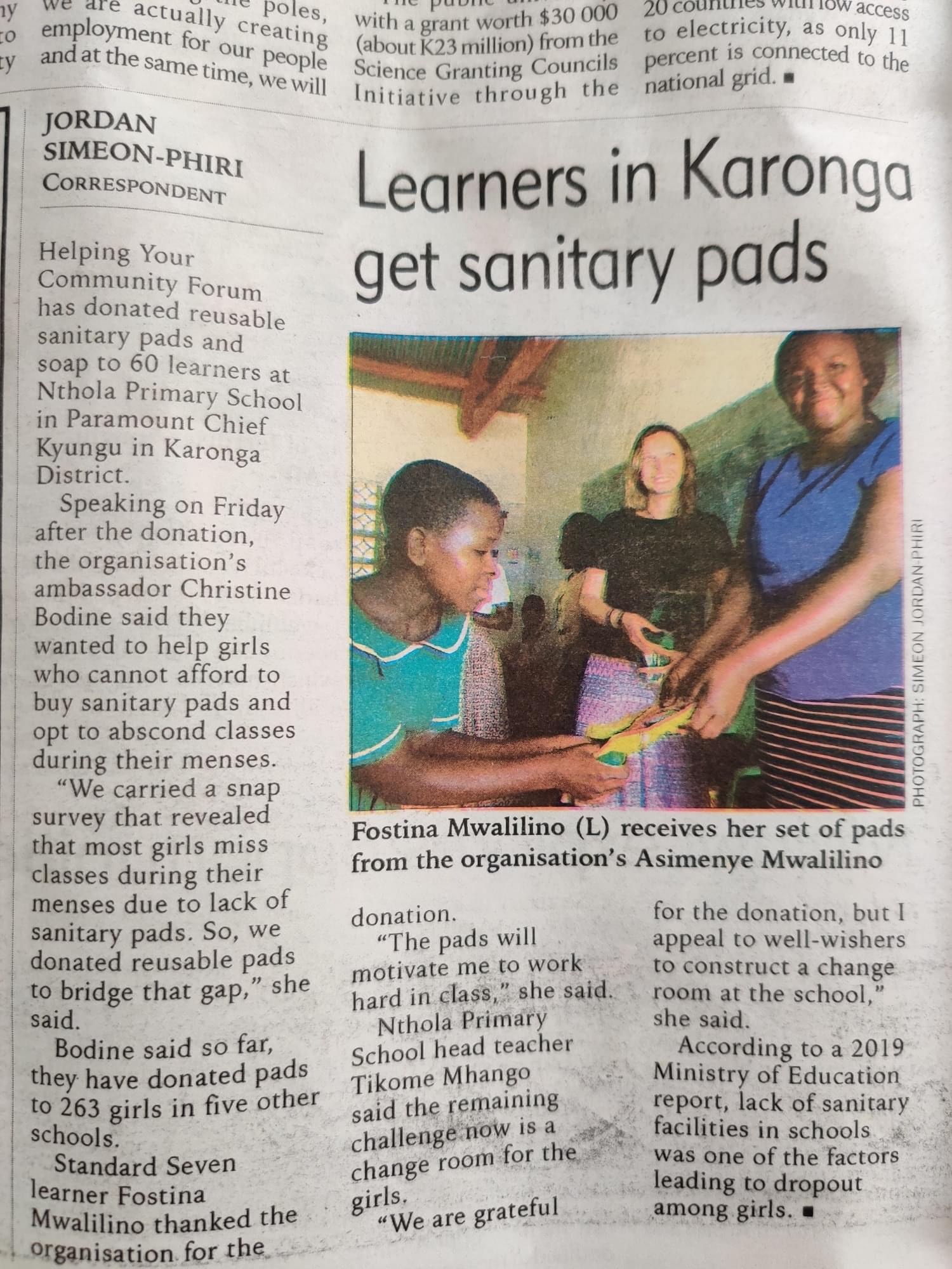 We made it in the Malawi news paper