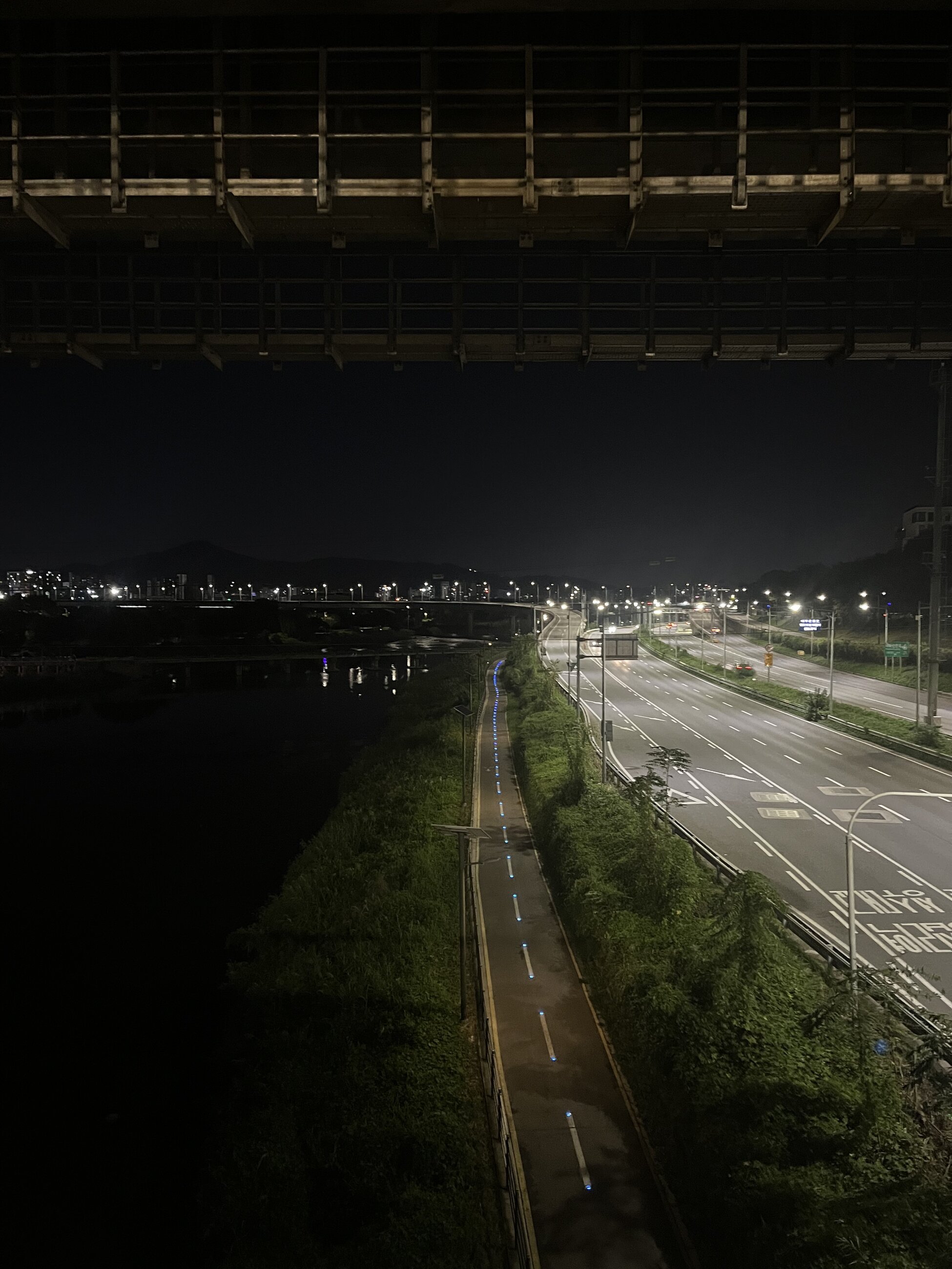 This was by a bridge right near my campus! I was taking a late night walk and I felt very safe and it was pretty peaceful too.