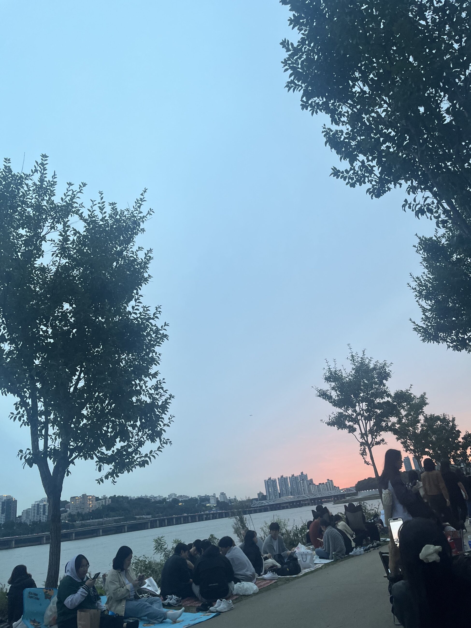 This was along the Han River with friends! we were waiting to watch a firework show and there were a ton of people there.