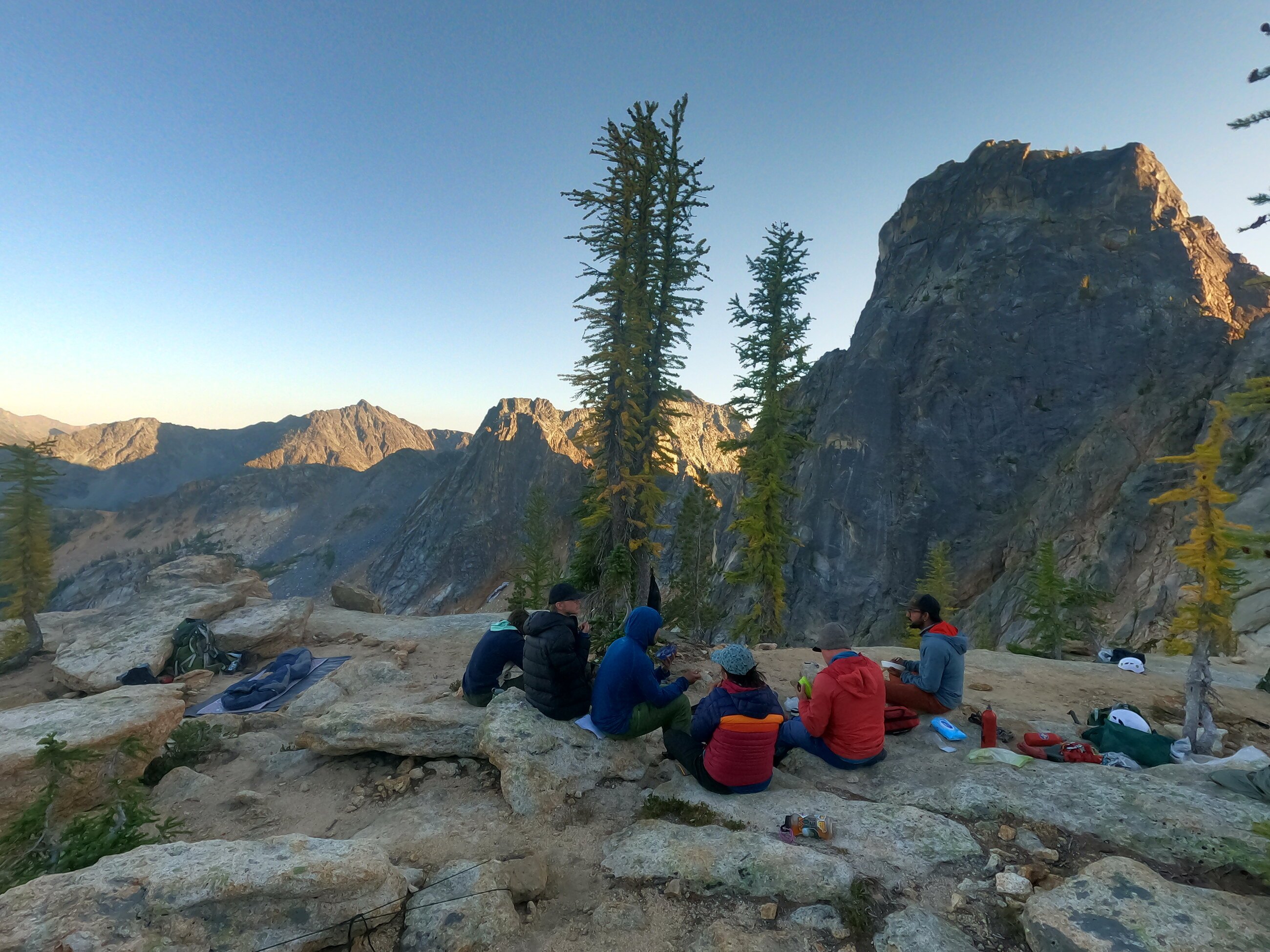 Camping up on a 140ft tall rock buttress