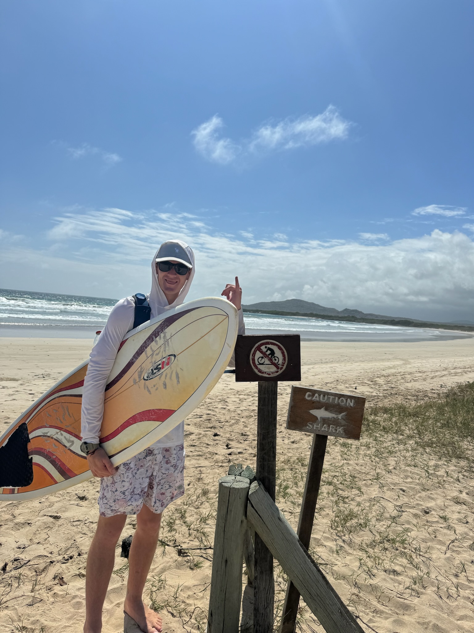 Just about to go Surf. Didn't see any sharks though!