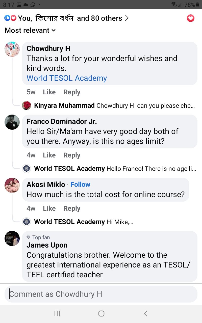Feedback from people