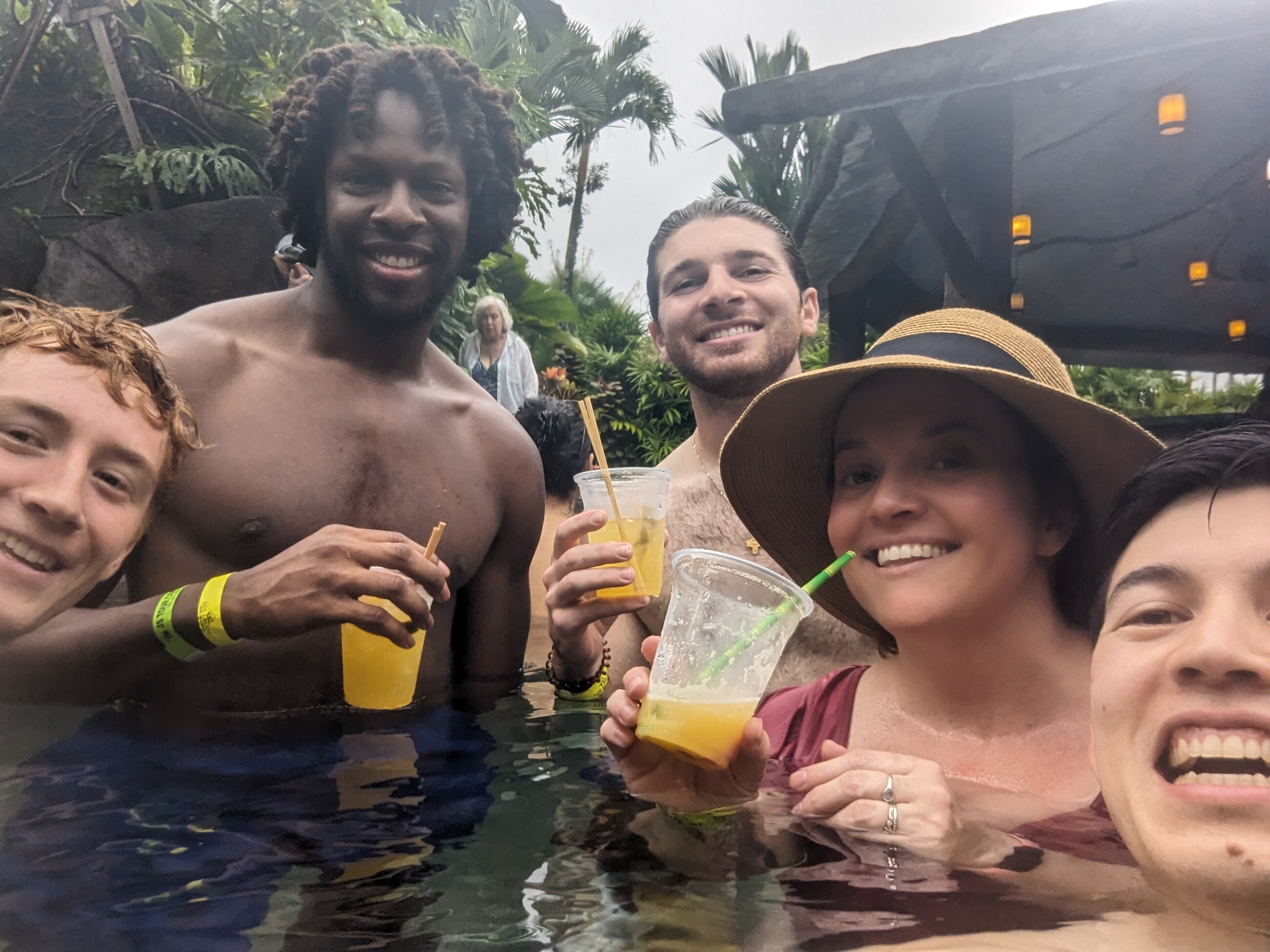 In the Arenal hot springs with friends