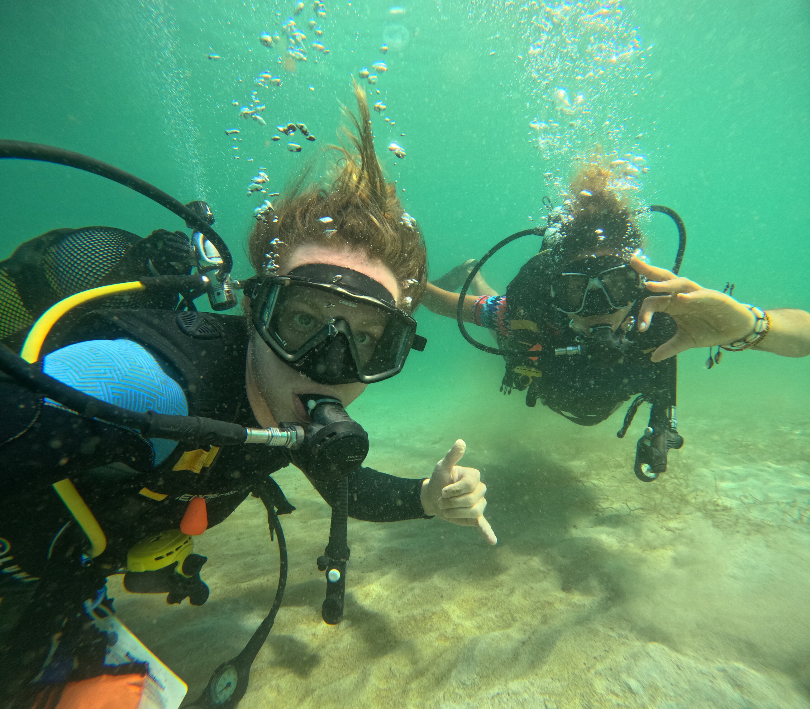 Helping out with scuba training for PADI DiveMaster