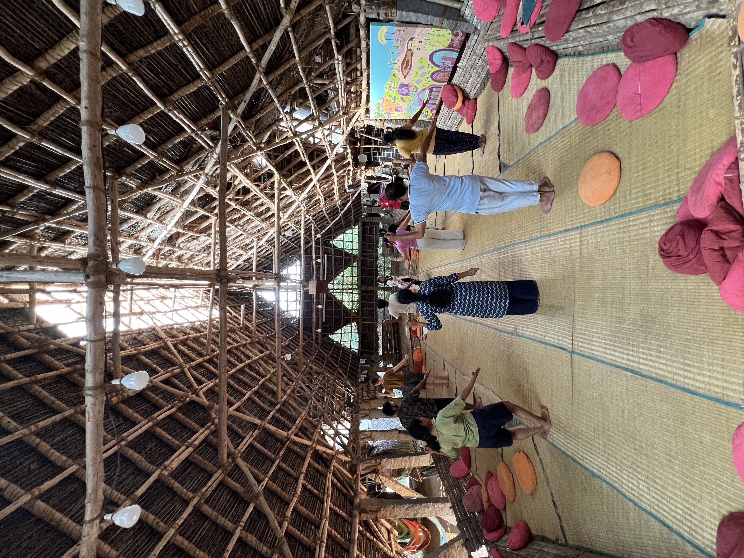 Yoga in the main hut