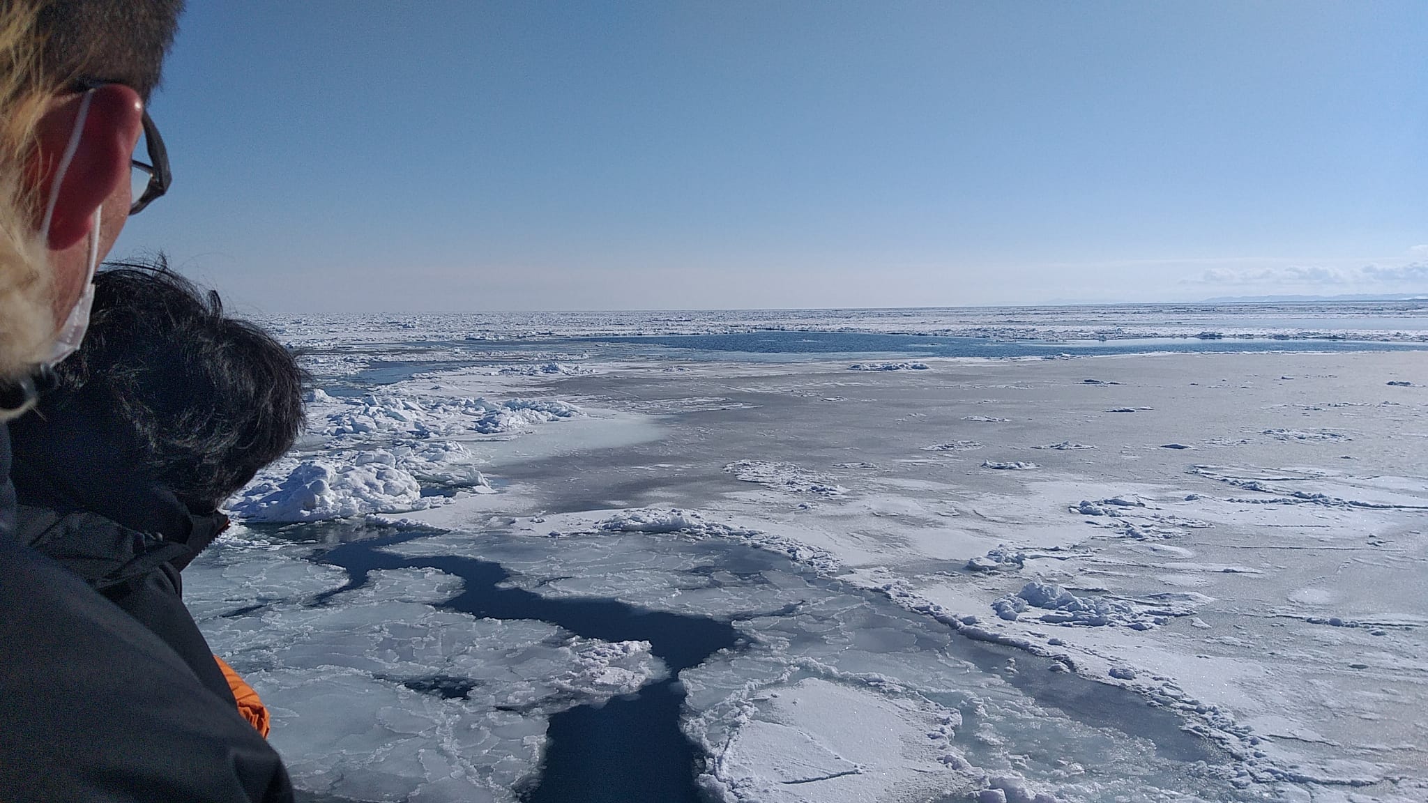 Checking out the drift ice in Monbetsu