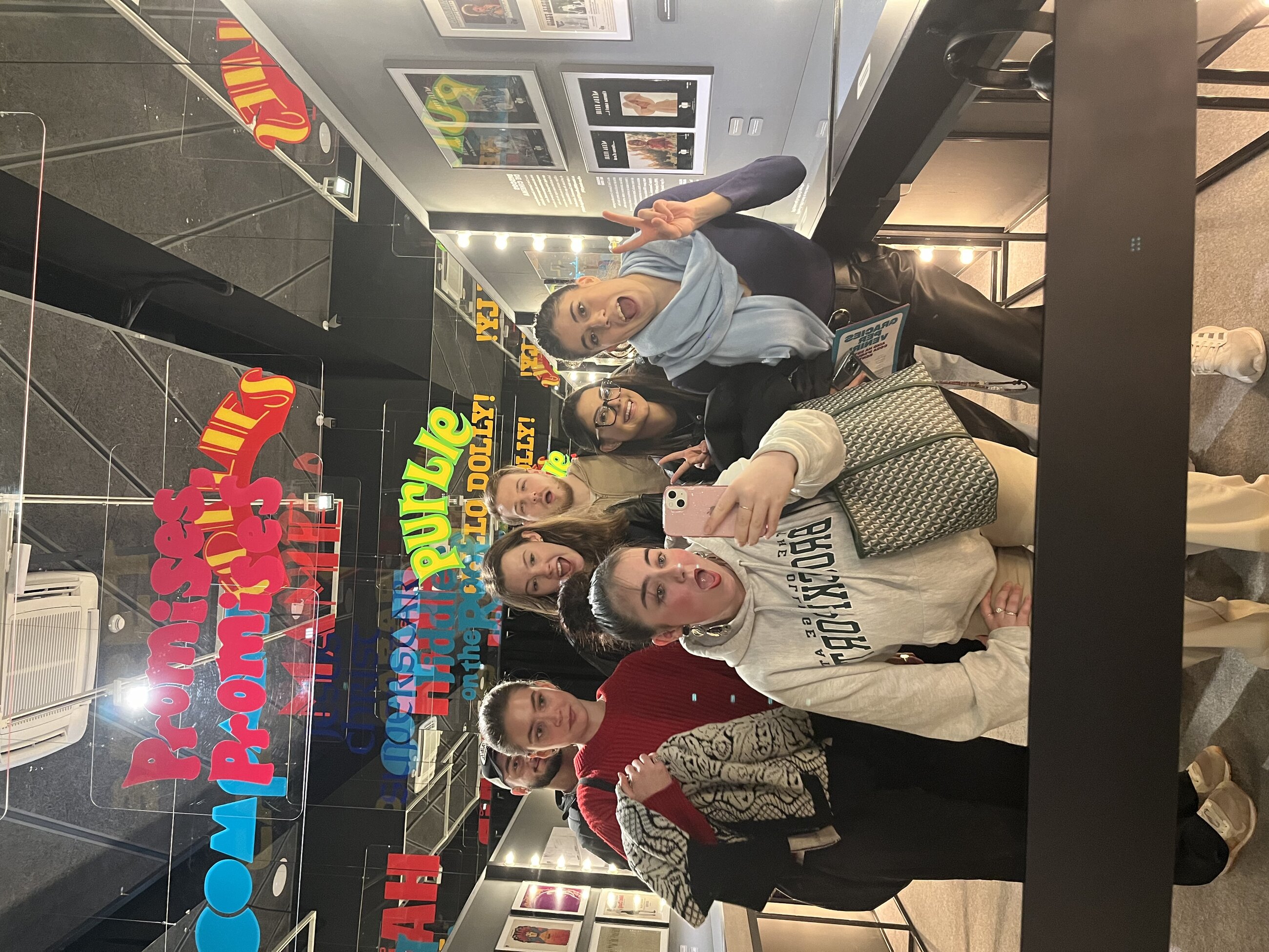 with the class in a museum