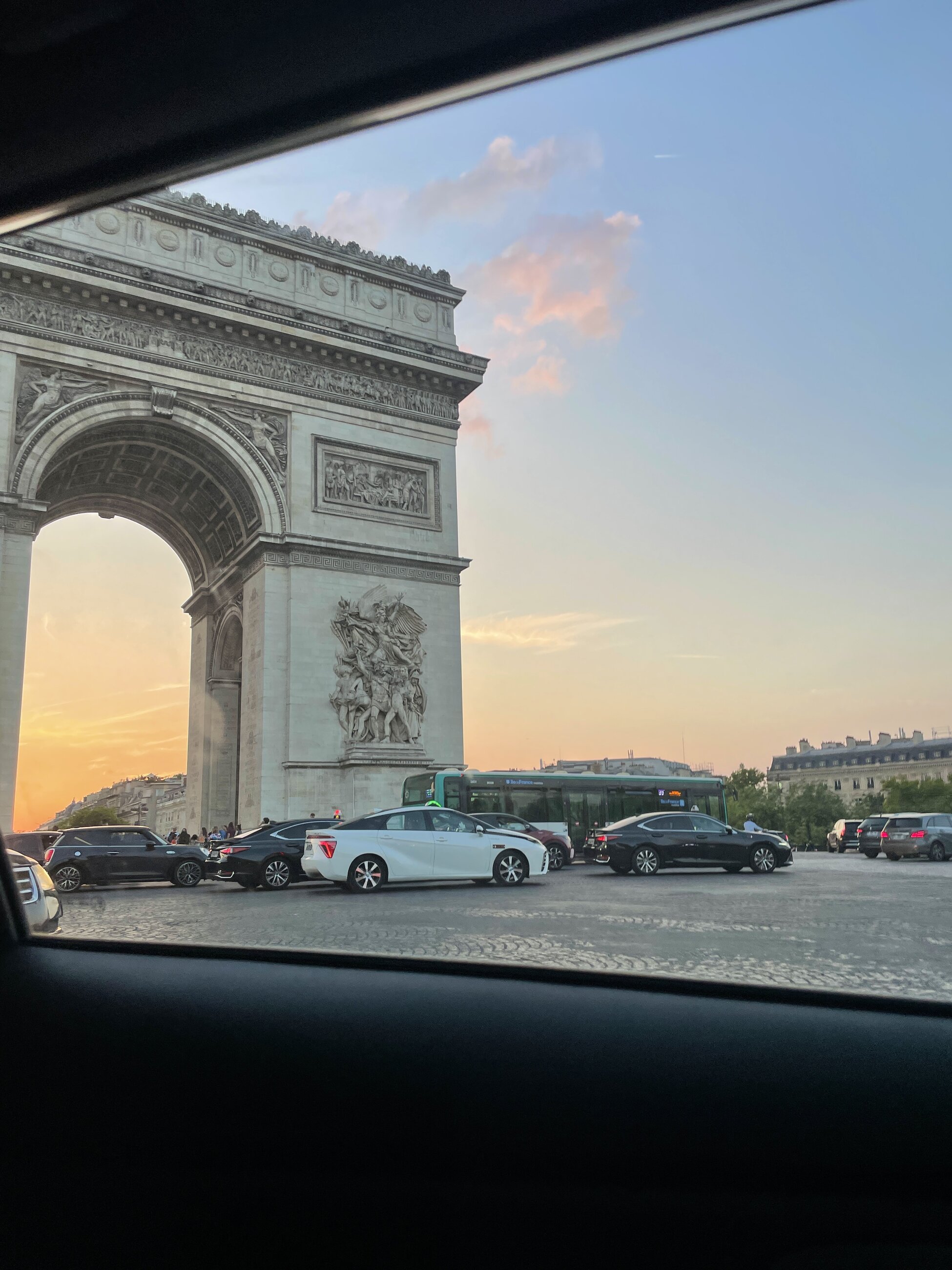Driving past the Arc de Triumph on the way to dinner!