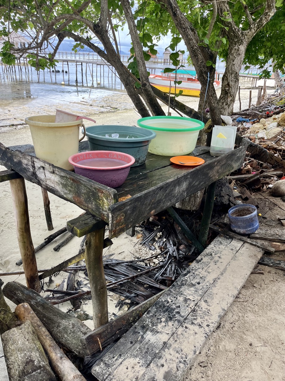 The dirty dishes wash down area