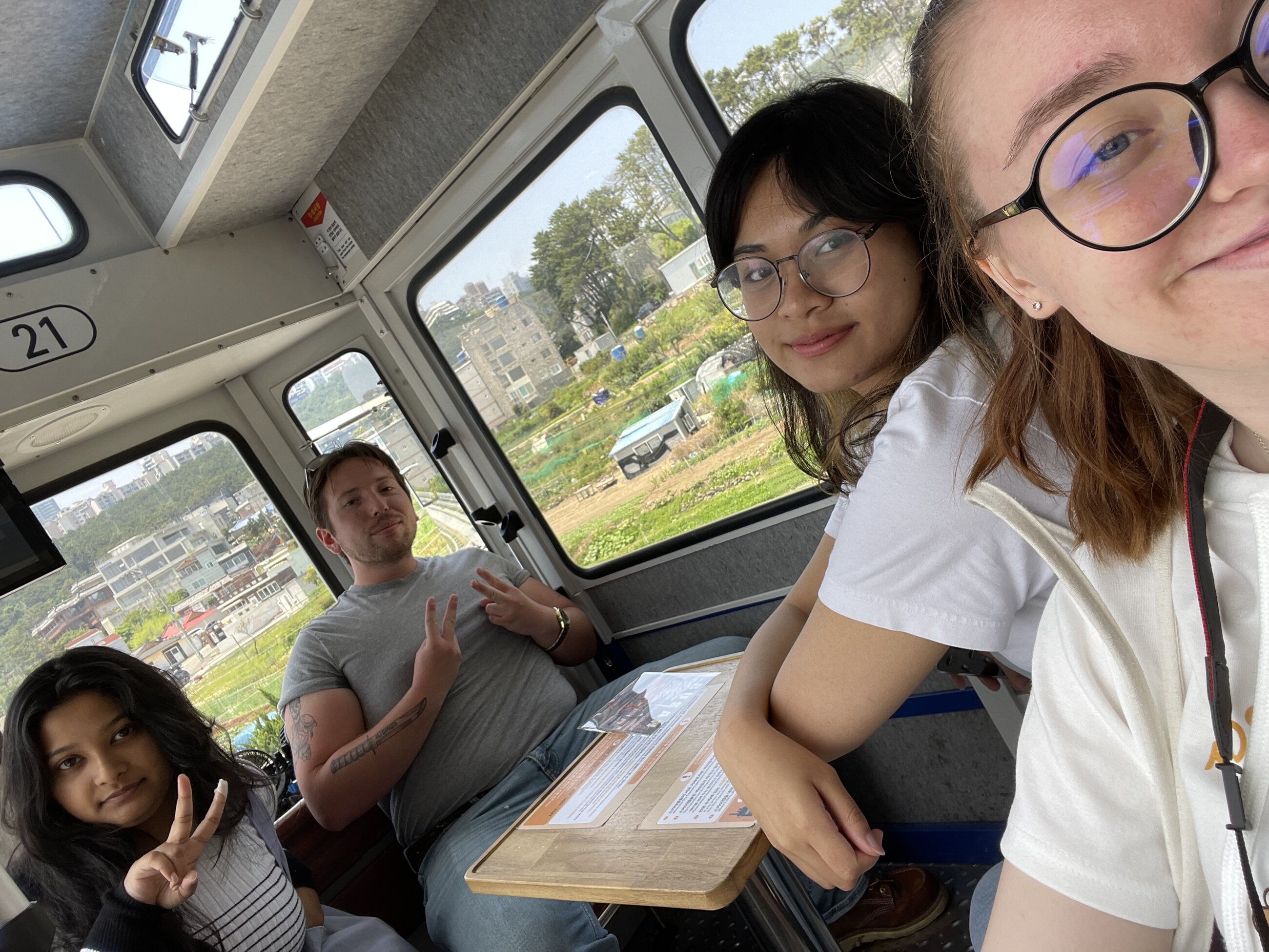 My fellow interns and I on the Haeundae Sky Capsule!