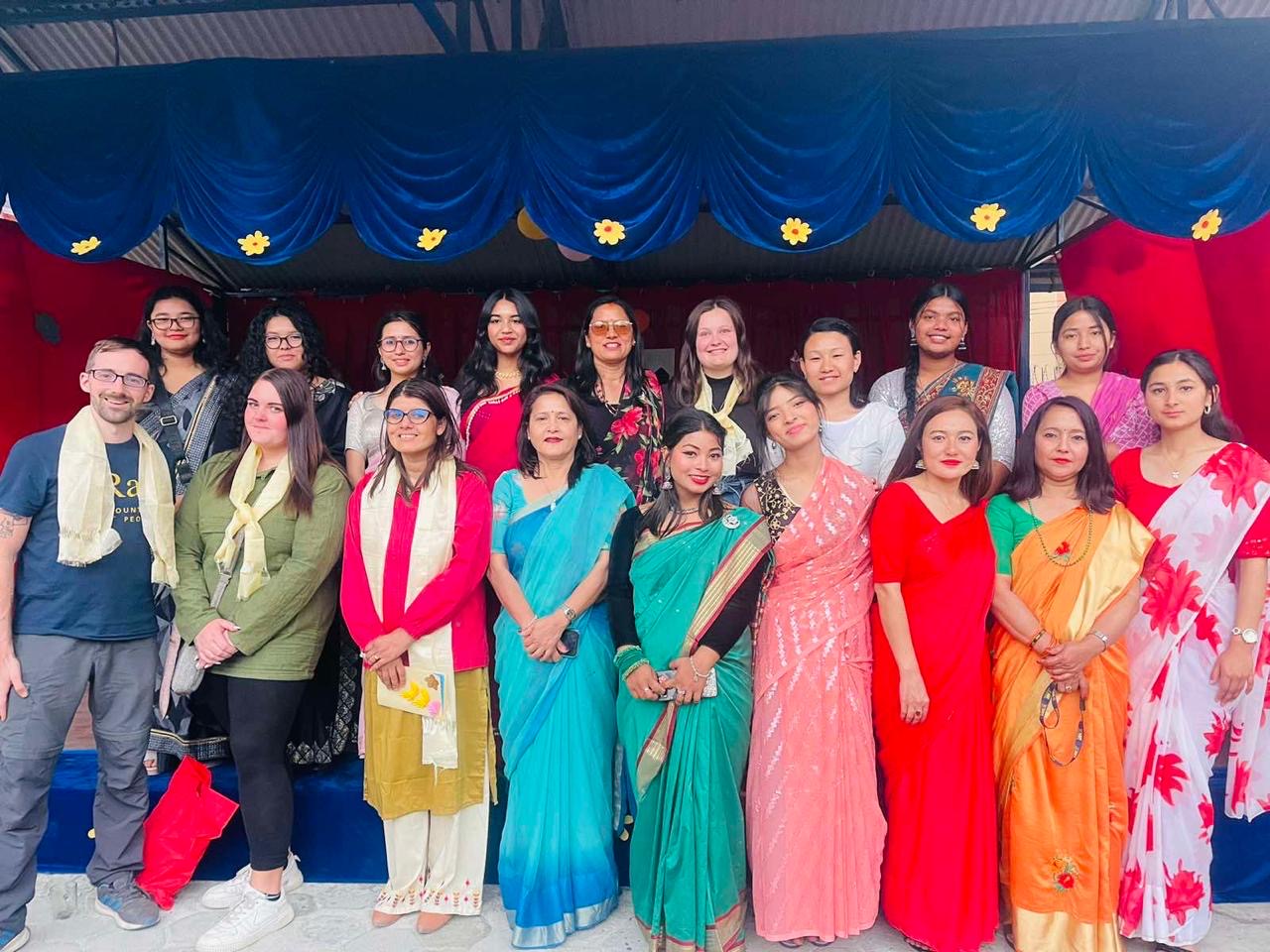 With the staff from the school