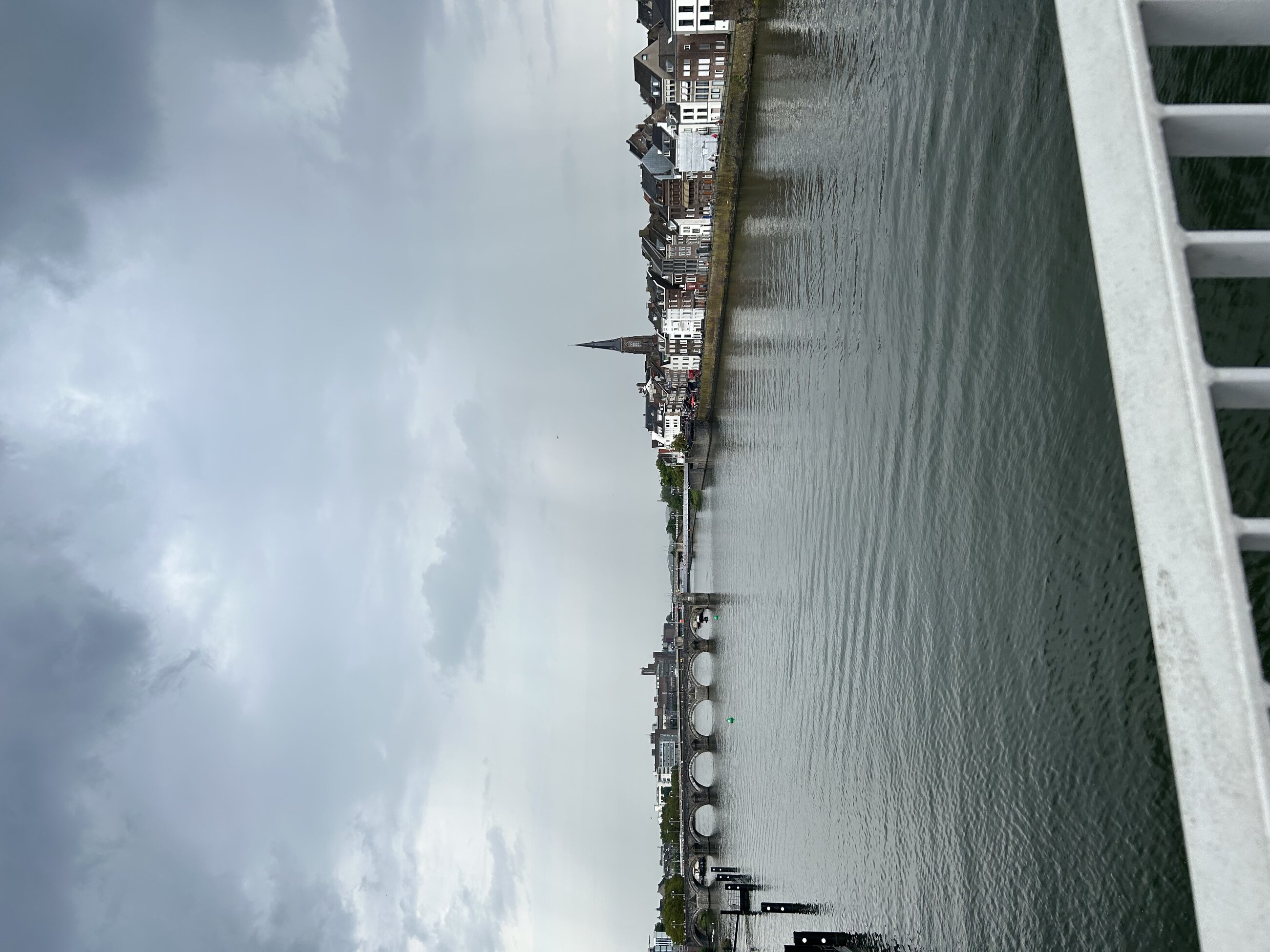 The river Maas with the beautiful old city buildings and bridge