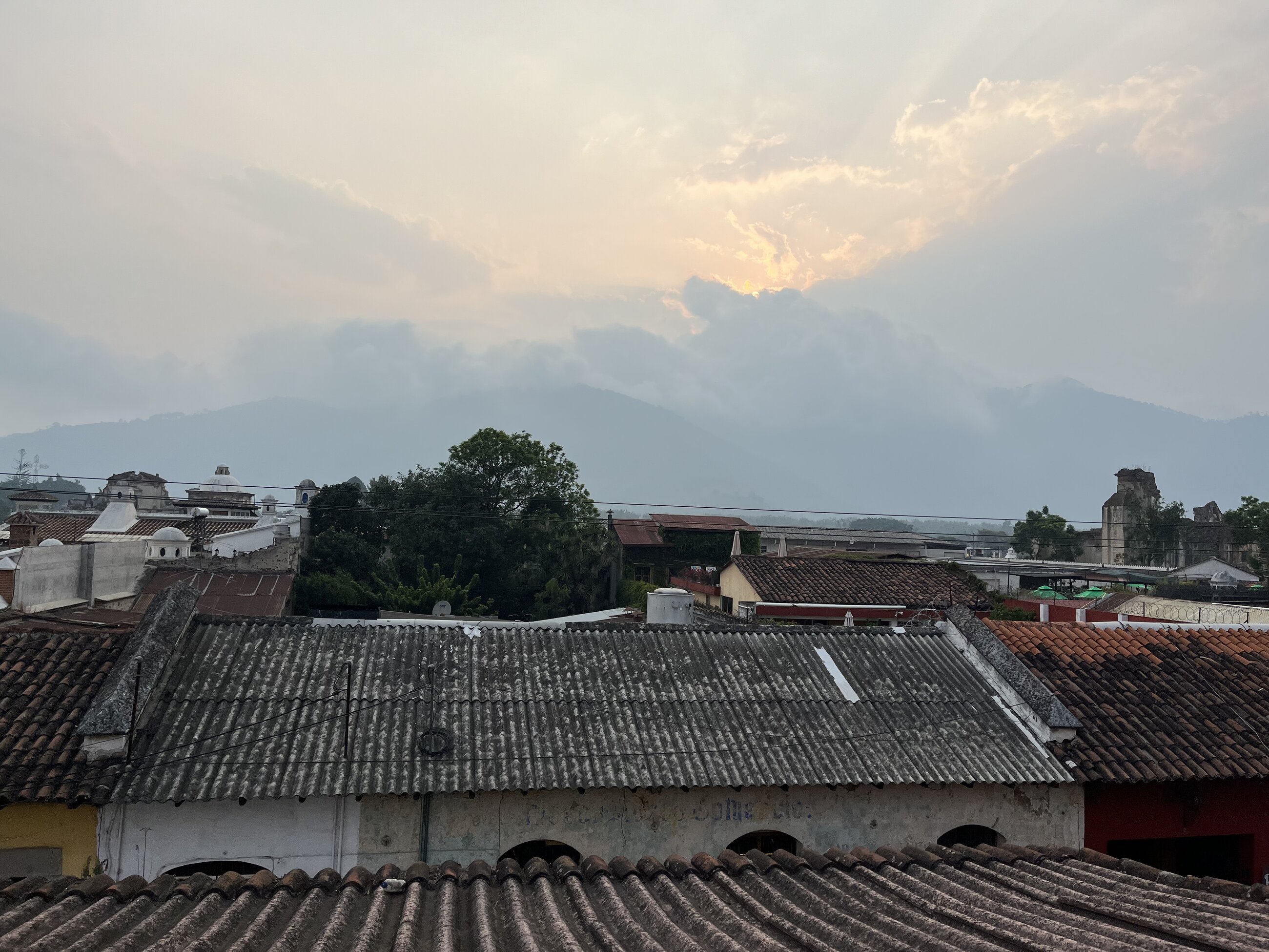 Picture of Guatemala’s mountains from Sky Bar Café