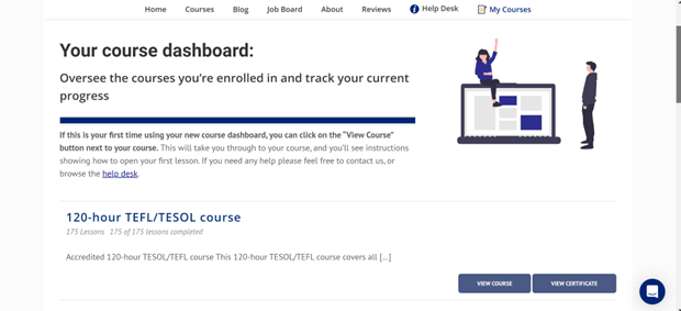 Course dashboard