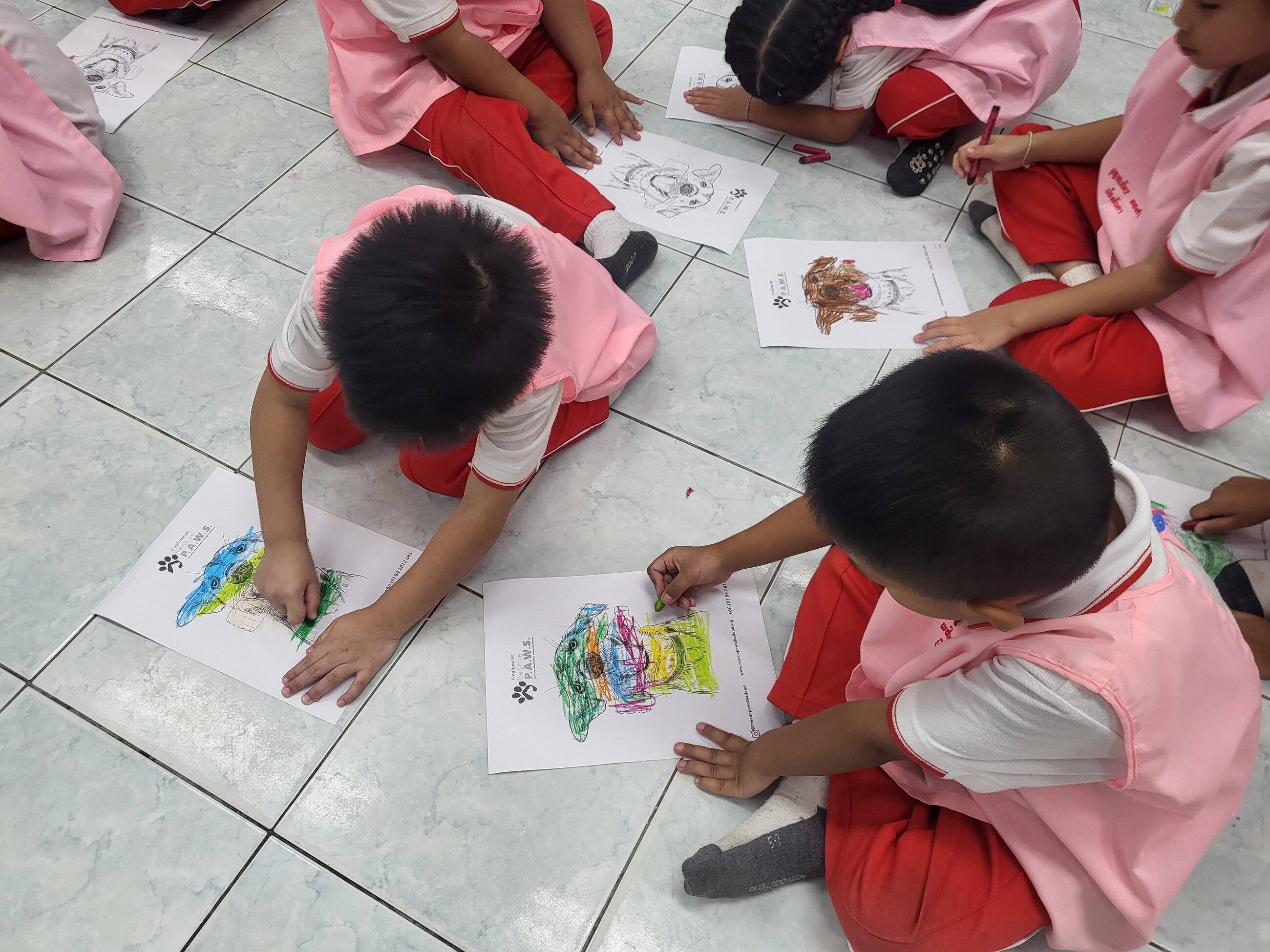 K class working on an activity
