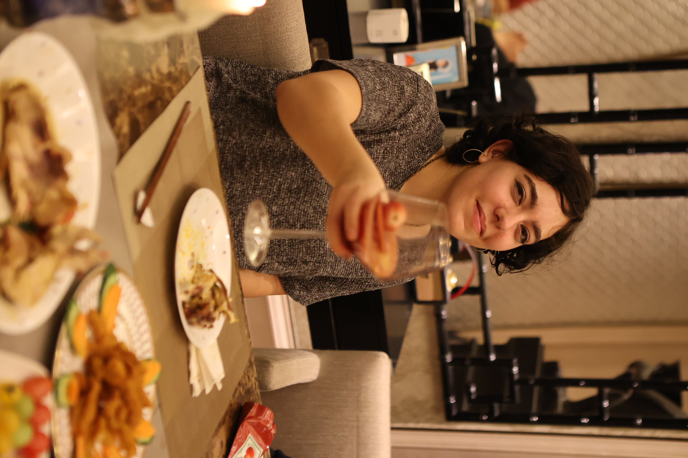 Christmas dinner with mulled wine