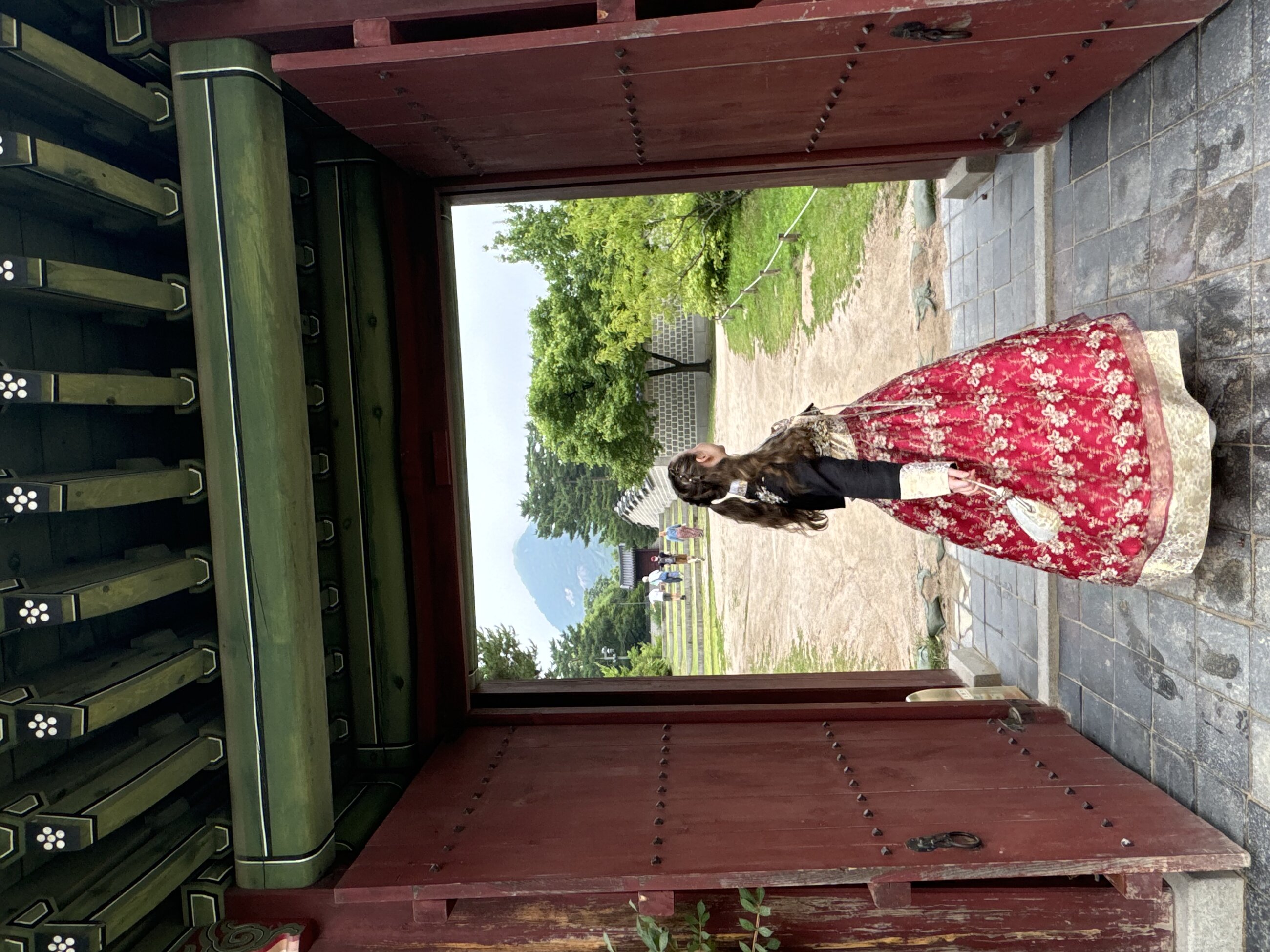Wearing a traditional Hanbok
