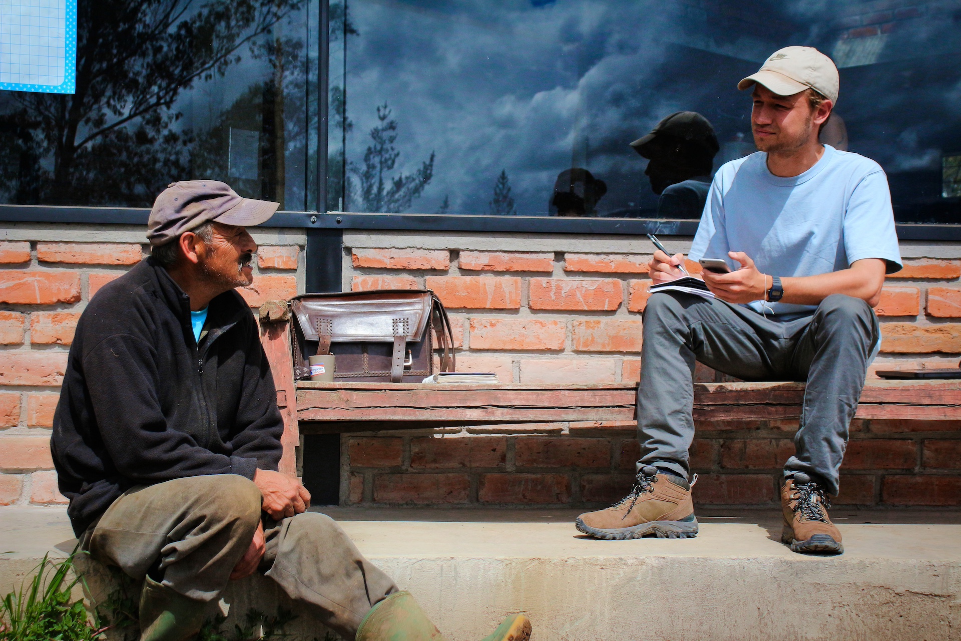 Interviewing local farmers on their agriculture techniques