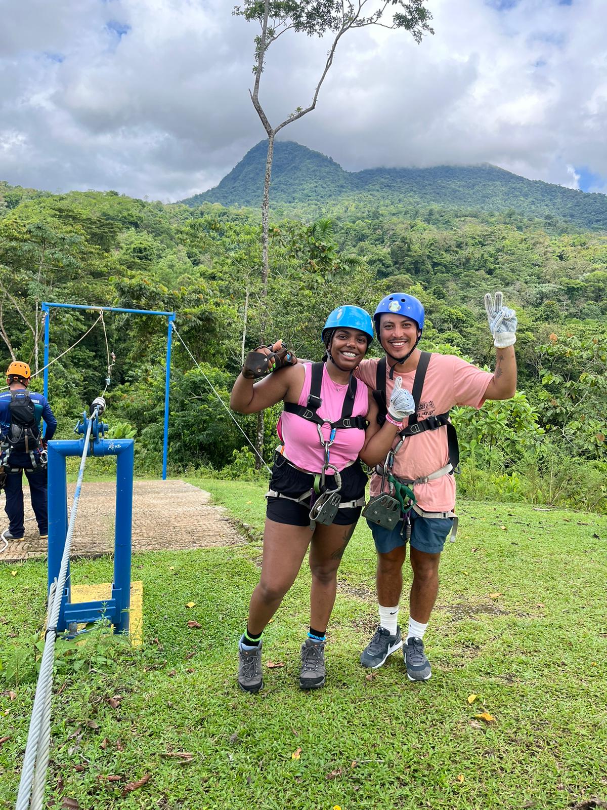 Zip lining through the jungle