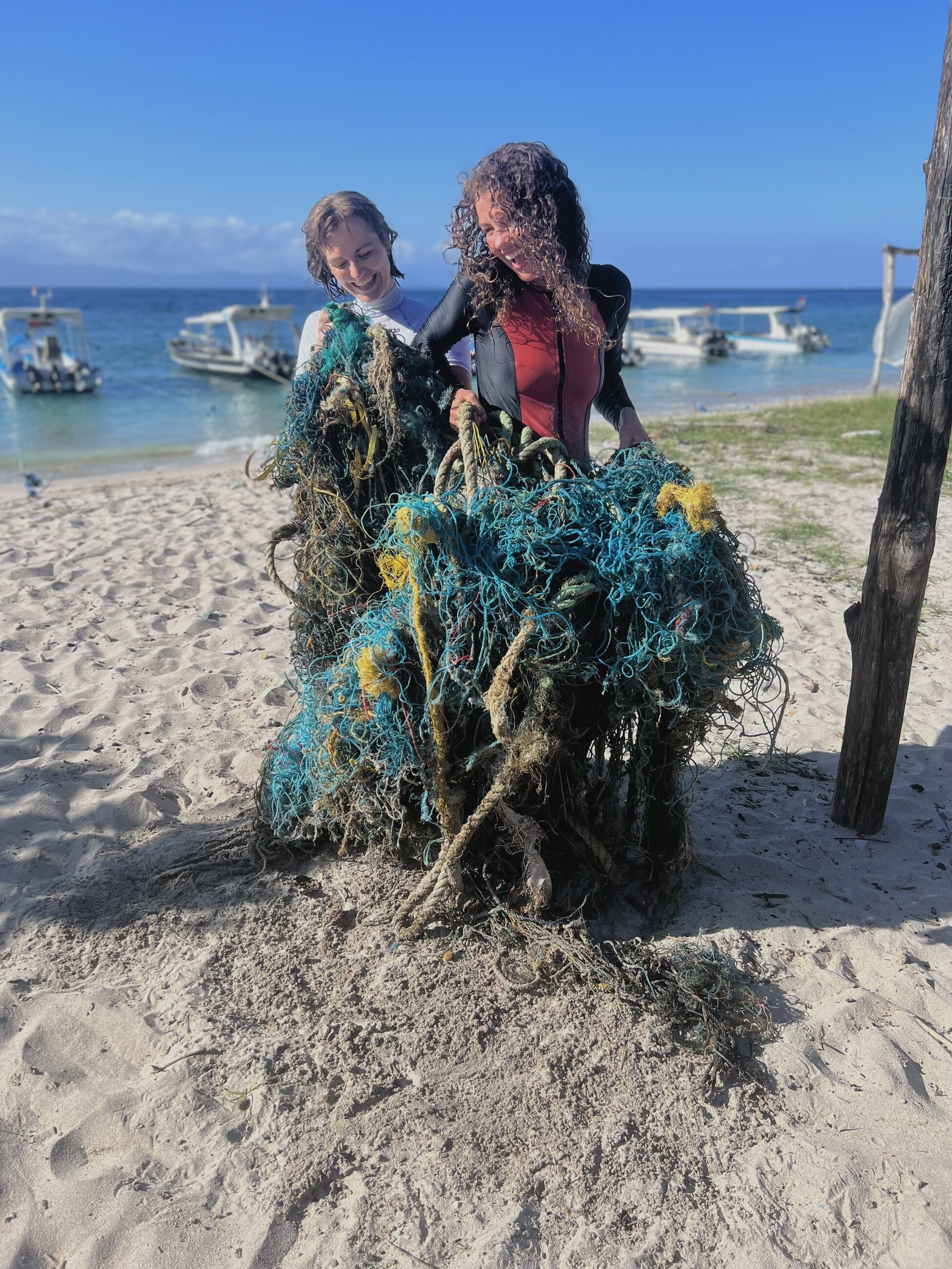 even though there's not much trash on penida, project laut still helps clean up what they can, we pulled the out of our house reef.