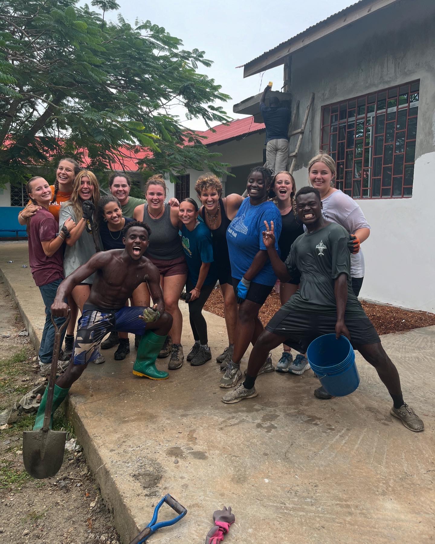 Water fight during construction!