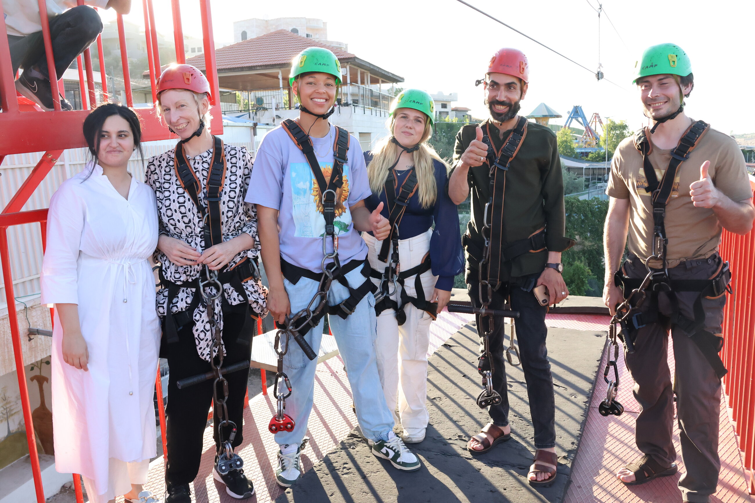 Going ziplining with displaced young people from Al Fawar camp. I was terrified!