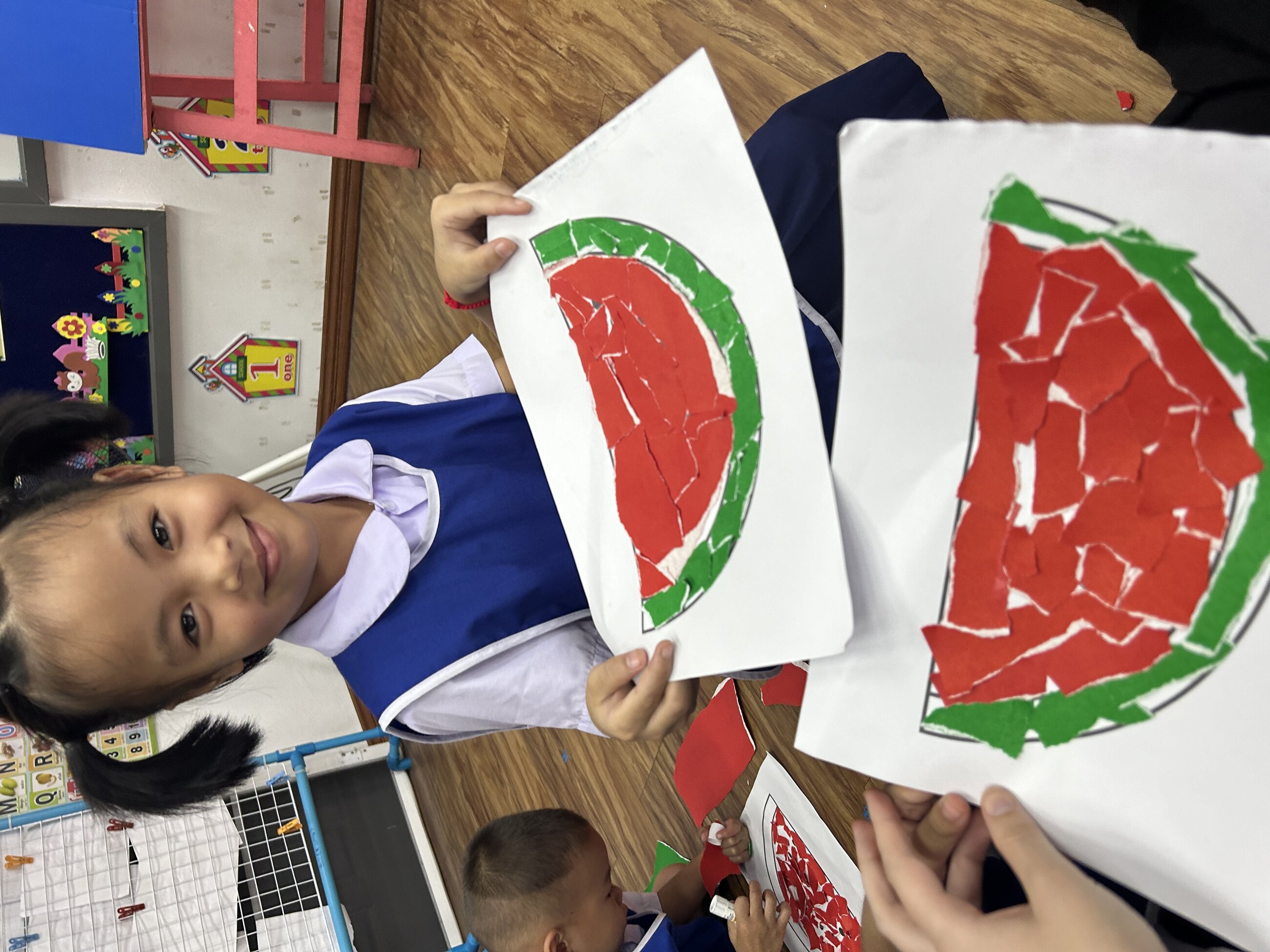 Doing crafts with the children