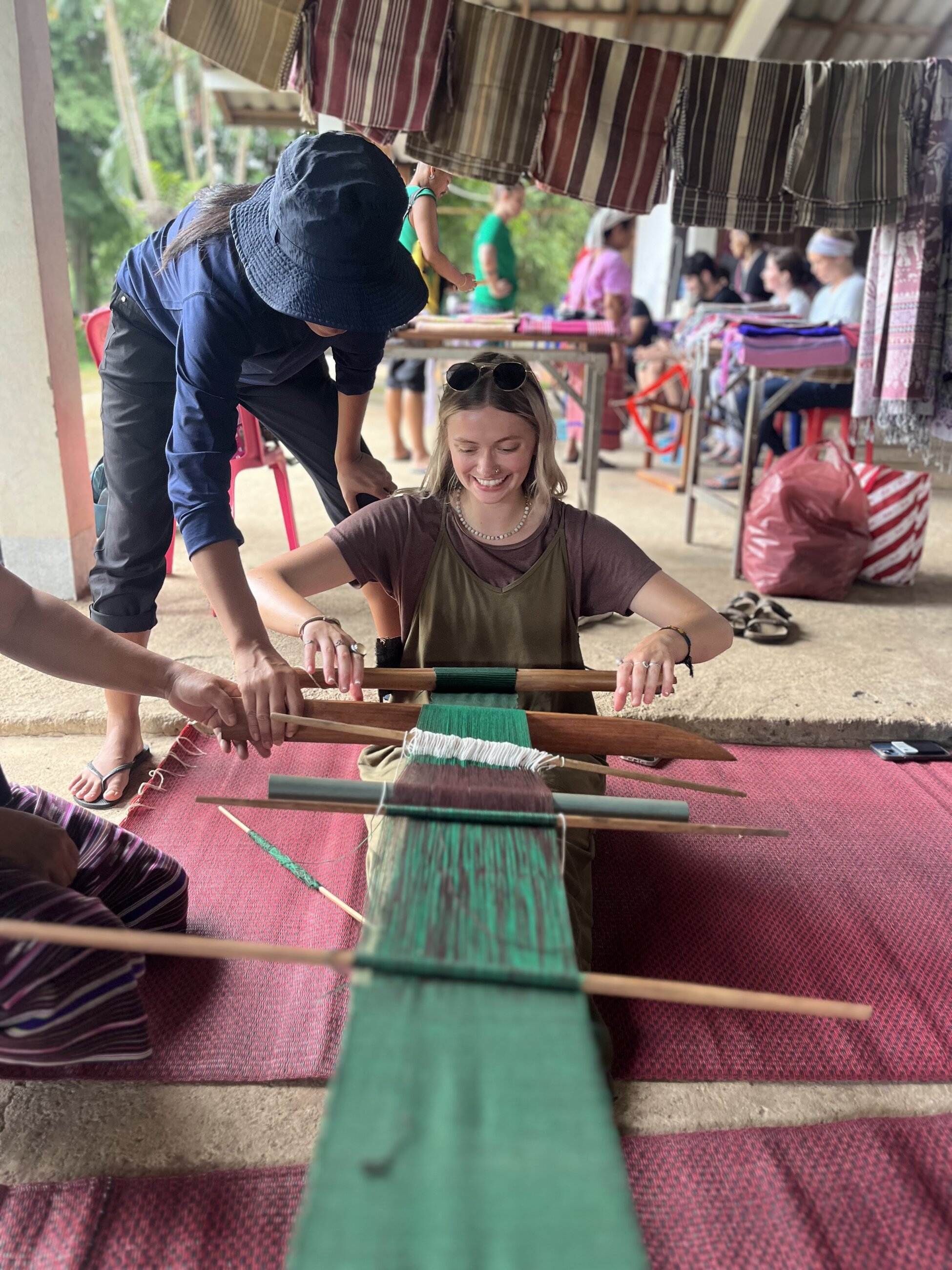 Here’s me learning how to weave! Our hosts were P’Sorn and the Wang Phra Village Women’s Union.