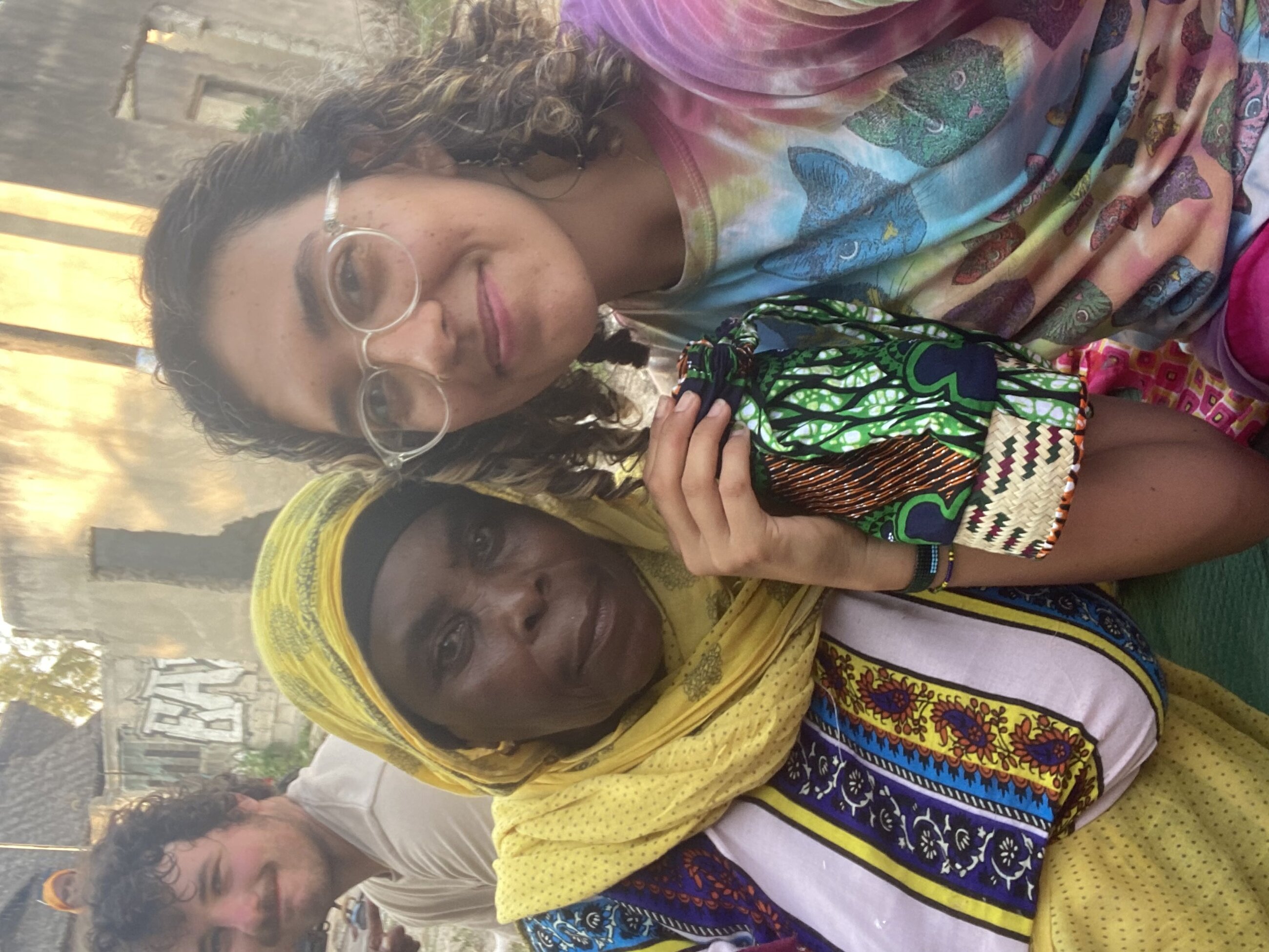 Learning how to basket weave with a local woman in the Kairo village