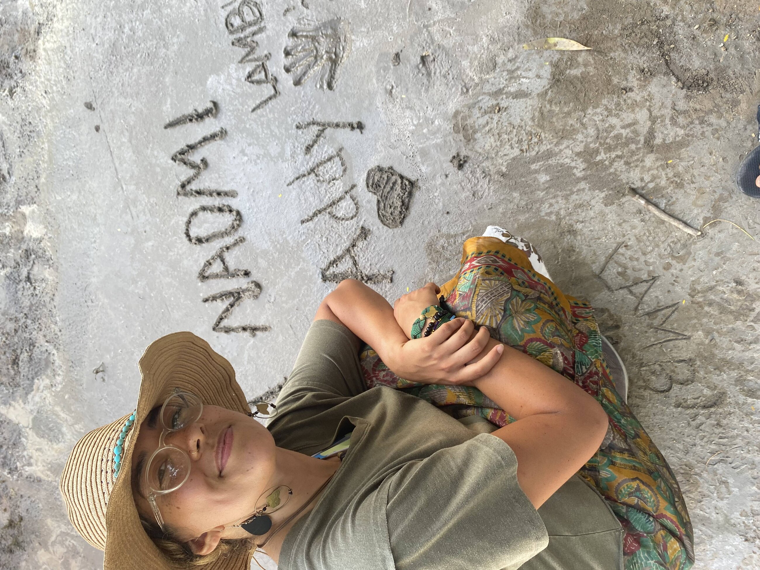 Constructing a sidewalk for the YaKairo give school and leaving my fingerprints