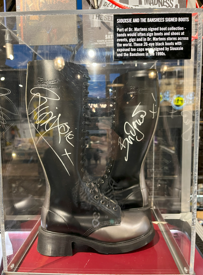 Signed Siouxsie and the Banshees boots at Doc Martens Camden Market
