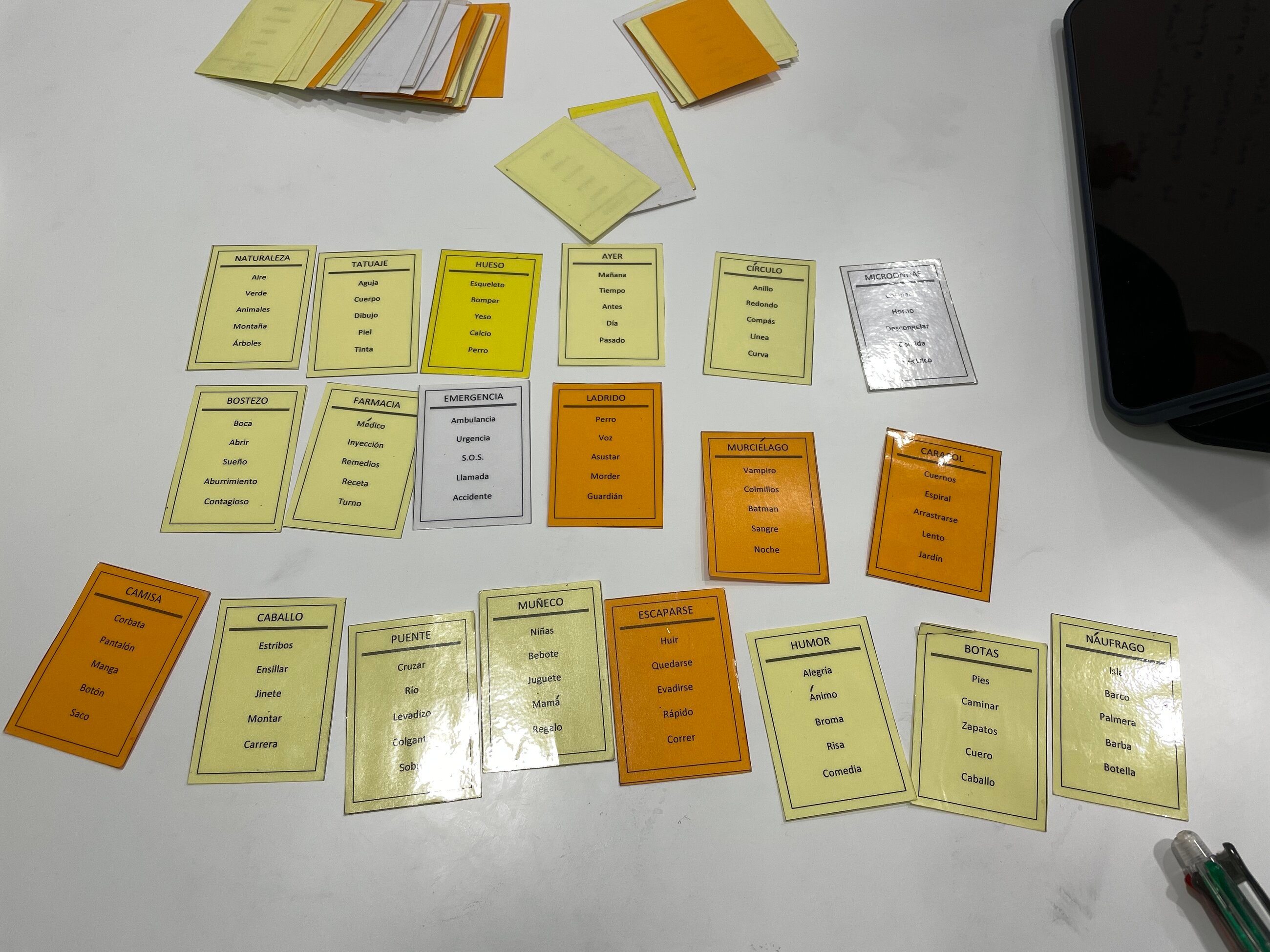 The cards we play at the end of every class. It’s very playful and is a good way to increase your vocabulary.