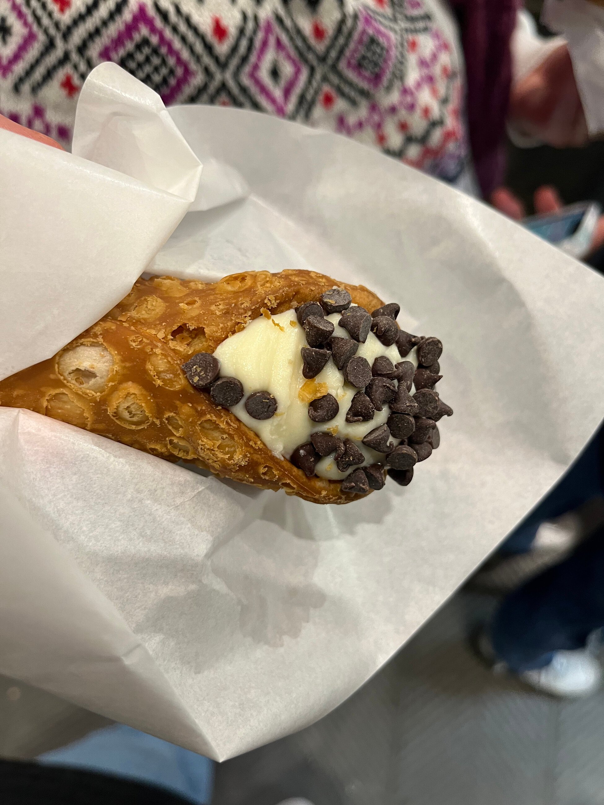 A Cannoli from Gino's Bakery in Florence, gifted by a CIS ambassador on a tour through the best dining spots in Florence