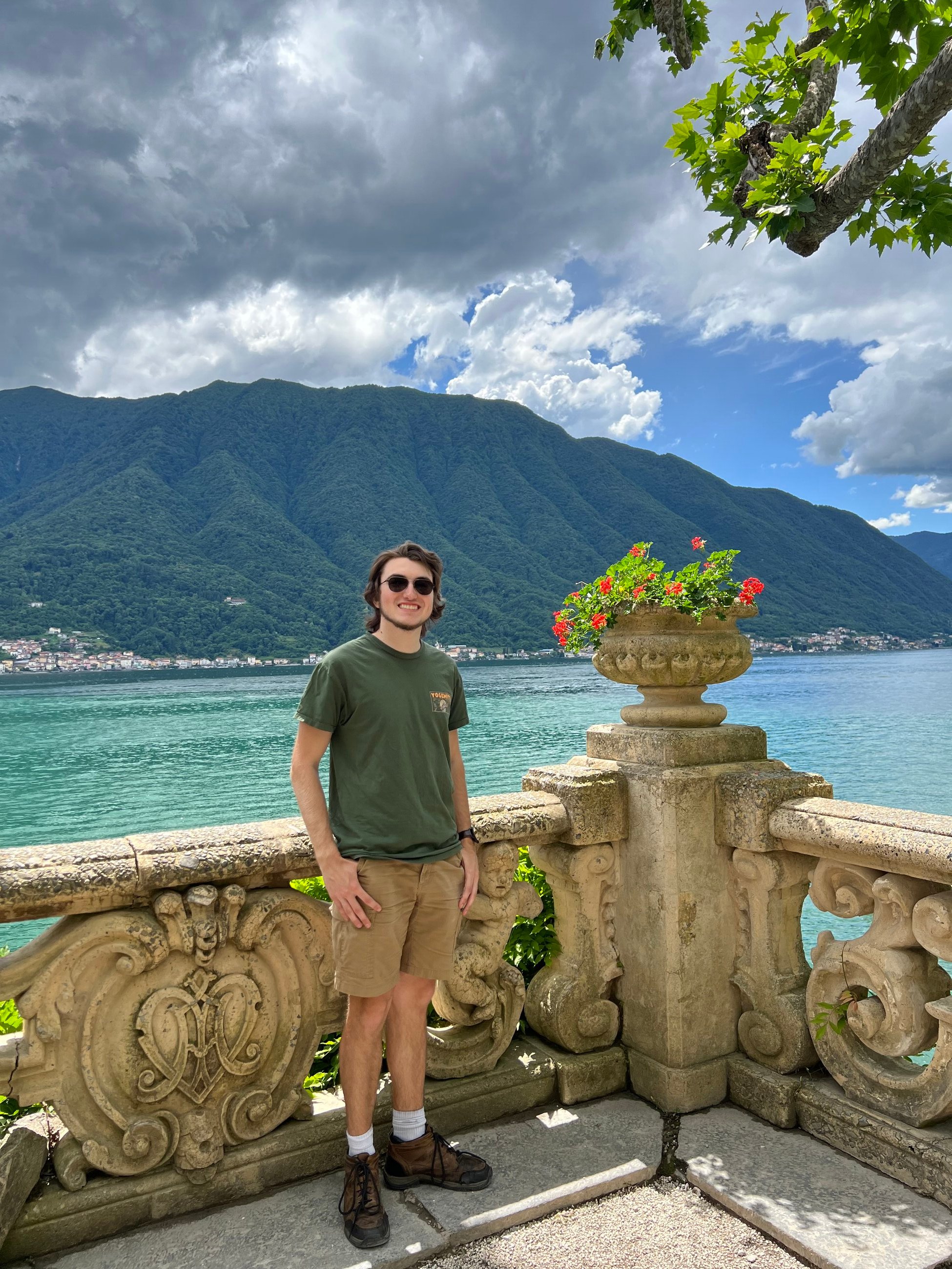 Standing in front of Lake Como (where they filmed some of star wars)