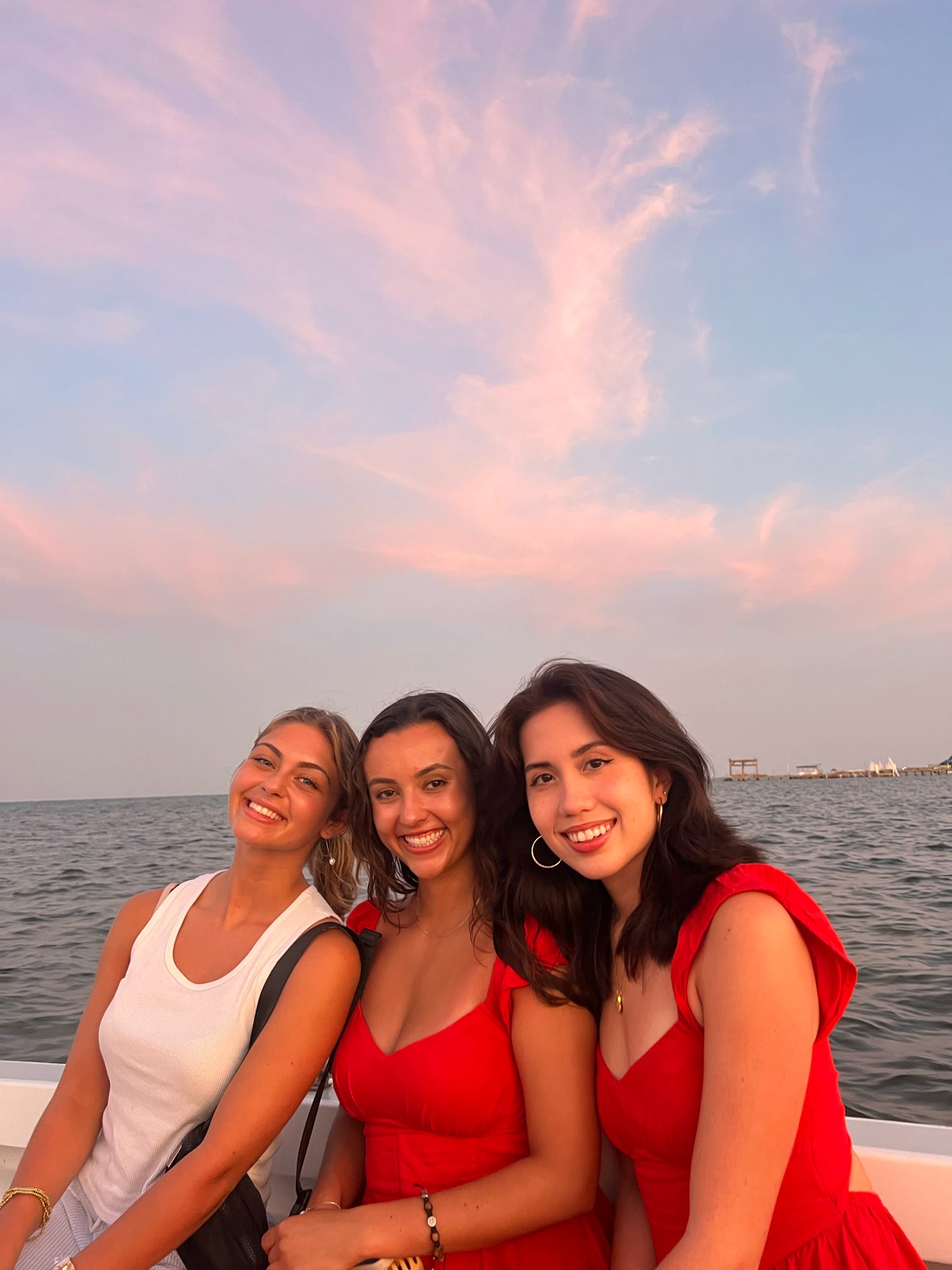 On a boat ride to dinner in Caye Caulker