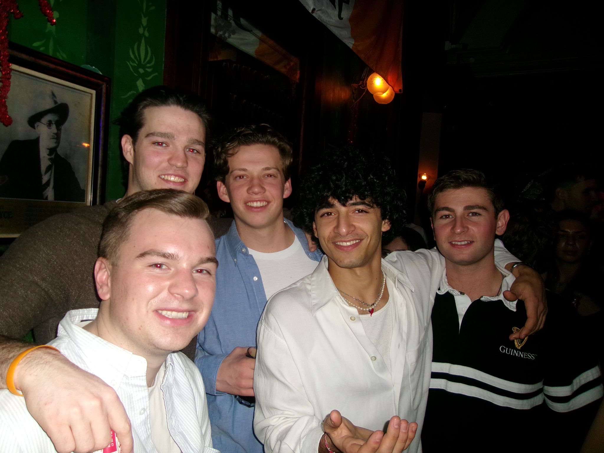 A couple of my friends including my Italian roommate and me.