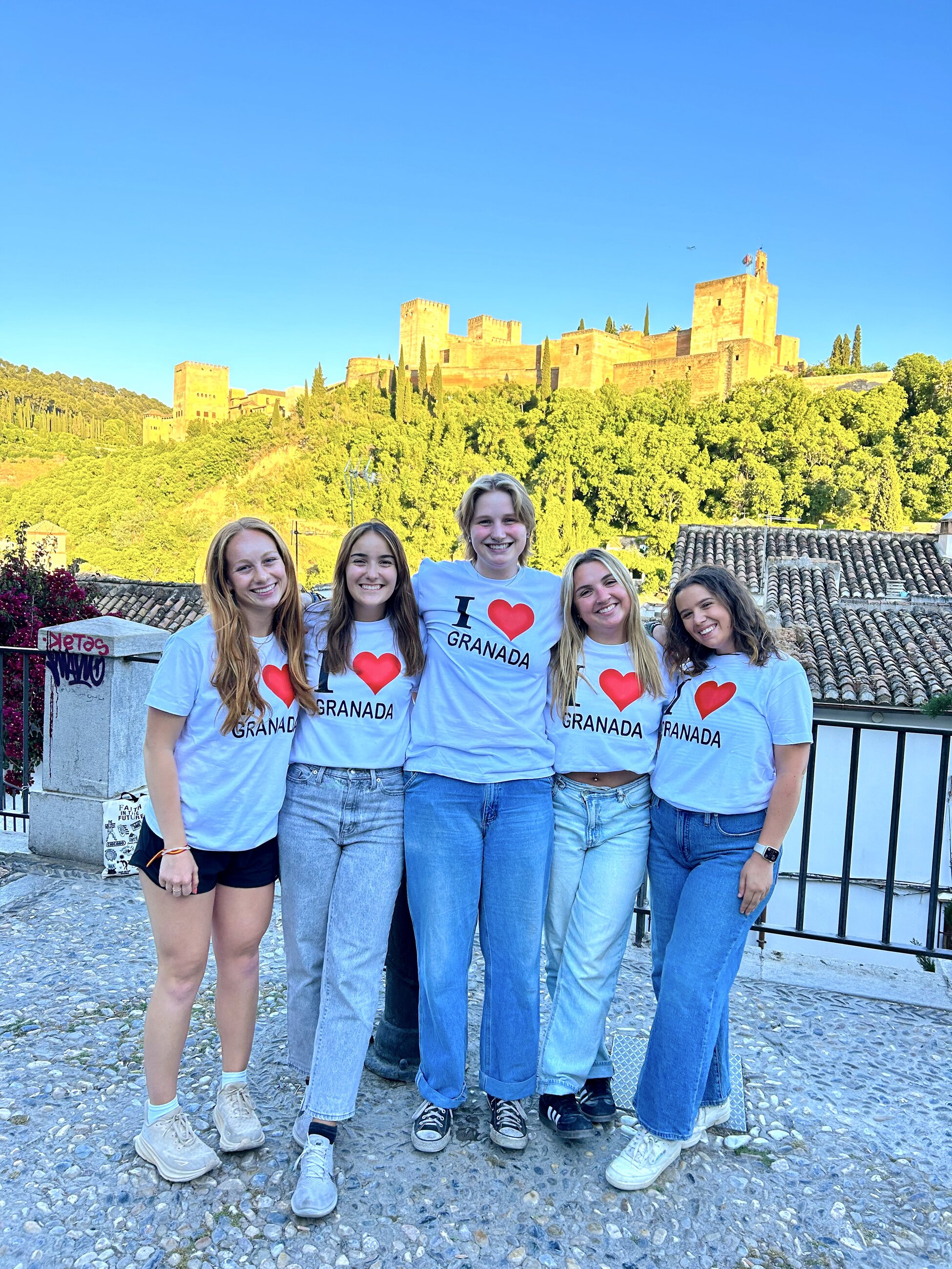 My friends and I in front of the Alhambra in Granada.